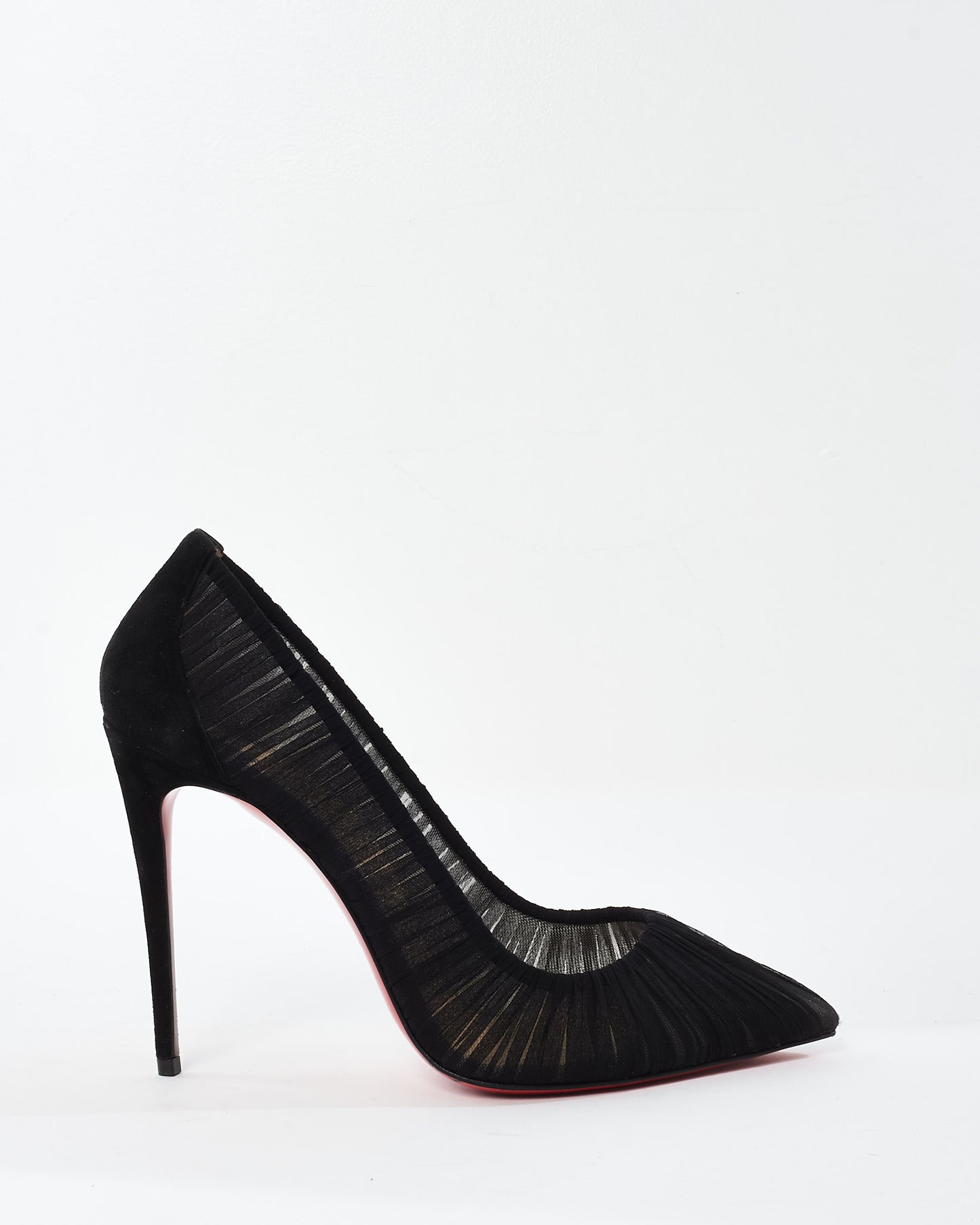 Christian Louboutin Black Chiffon Rushed Pumps - 38.5