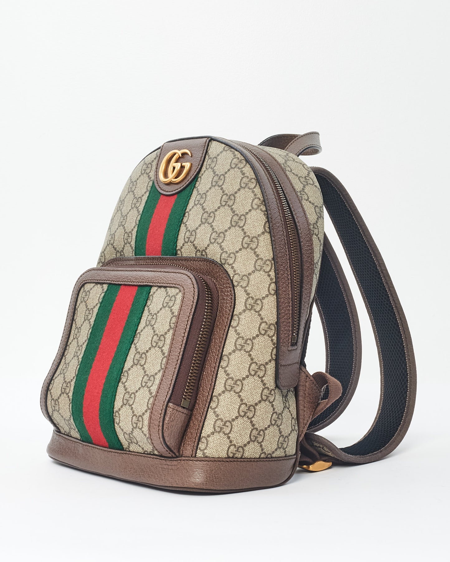 Gucci Brown and Beige GG Supreme Small Ophidia Backpack