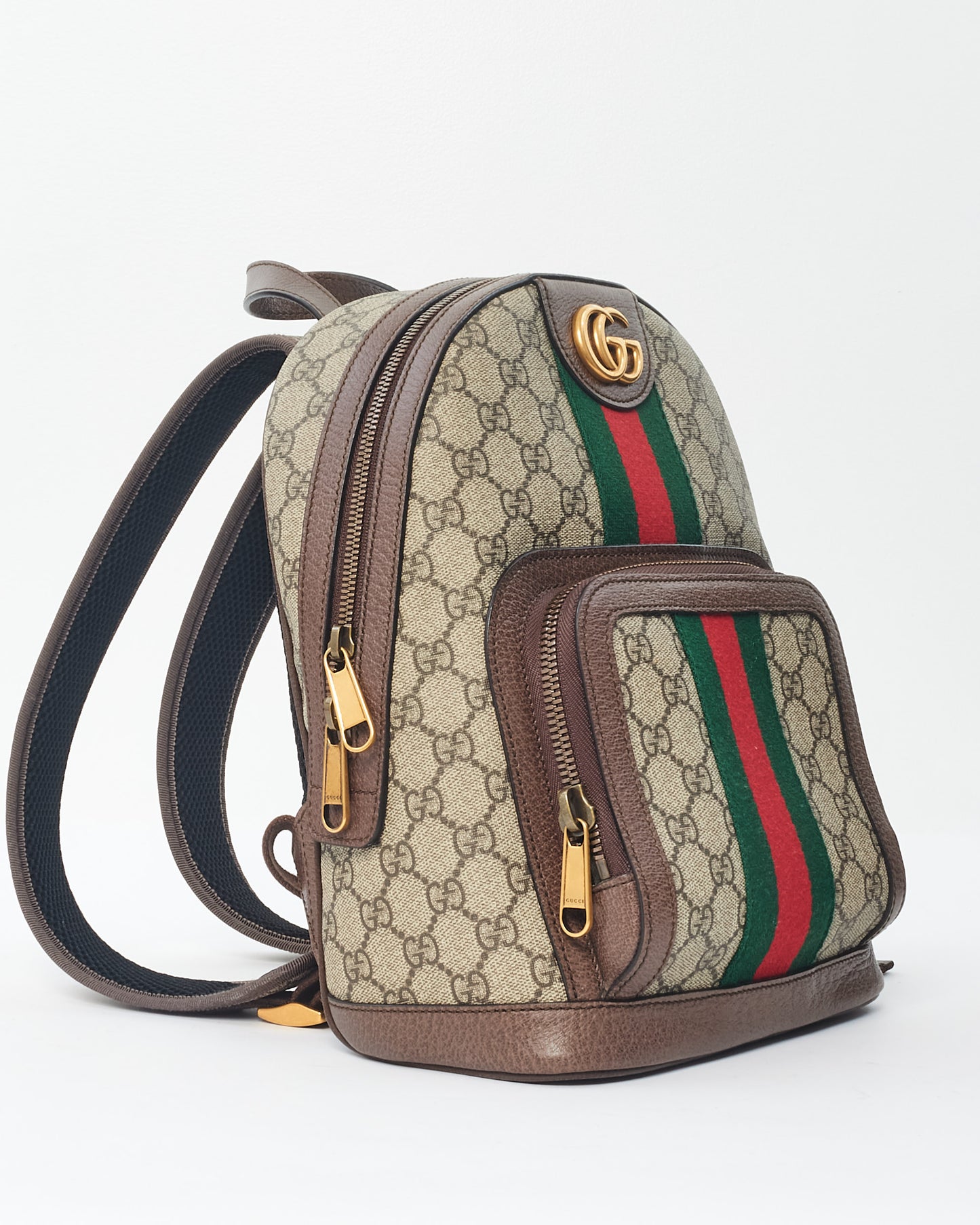 Gucci Brown and Beige GG Supreme Small Ophidia Backpack