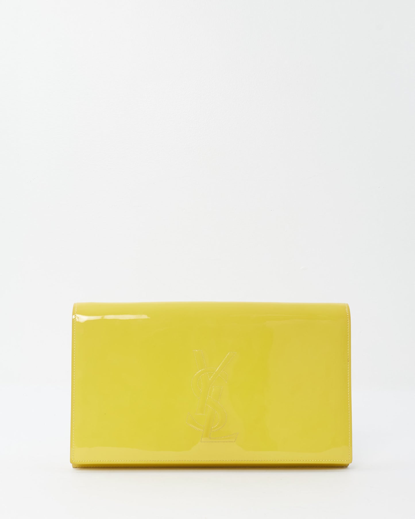 Saint Laurent Neon Yellow Patent Leather Belle De Jour Clutch