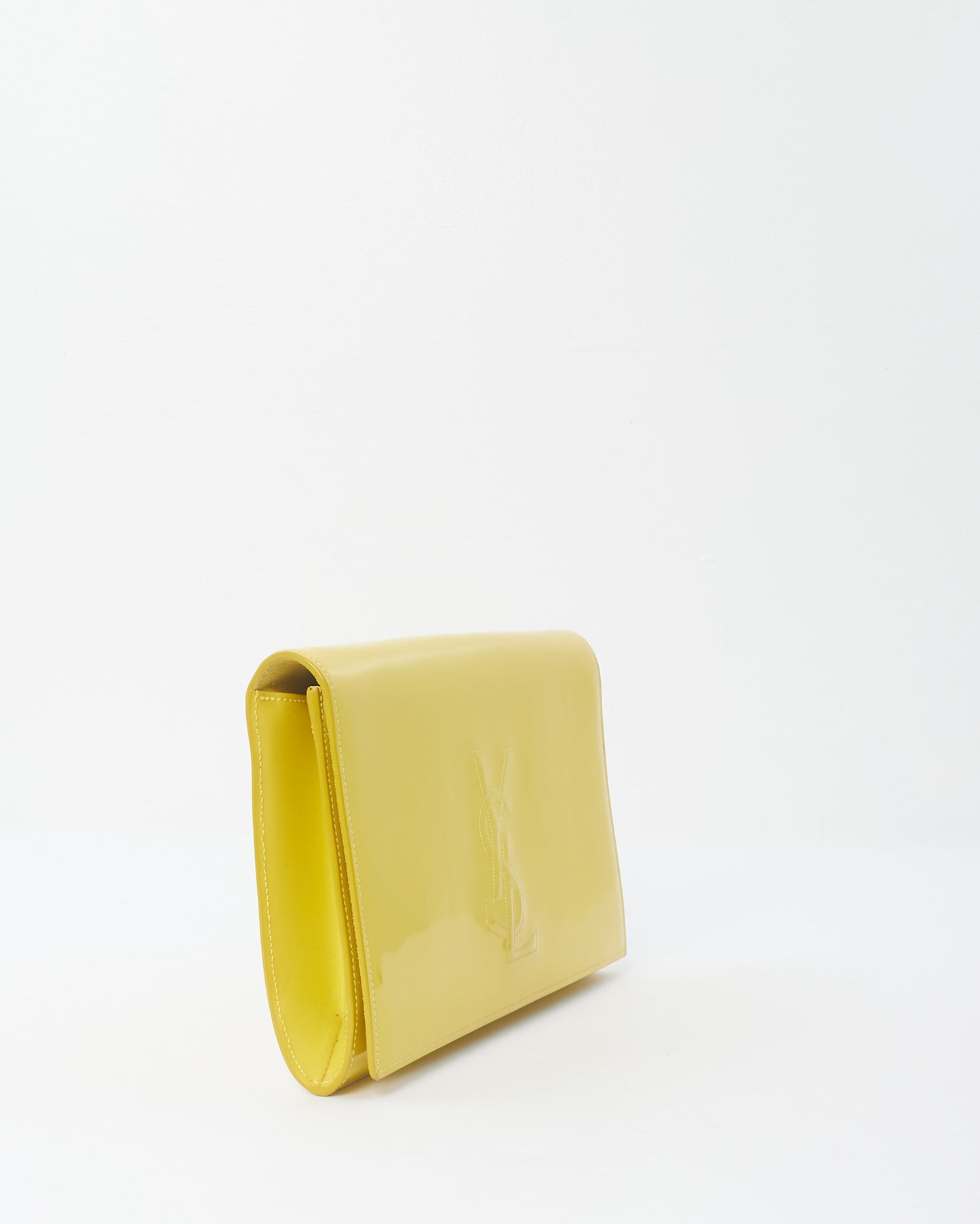 Saint Laurent Neon Yellow Patent Leather Belle De Jour Clutch