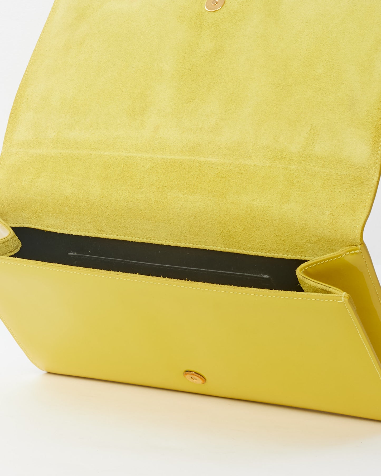 Saint Laurent Neon Yellow Patent Leather Belle De Jour Clutch