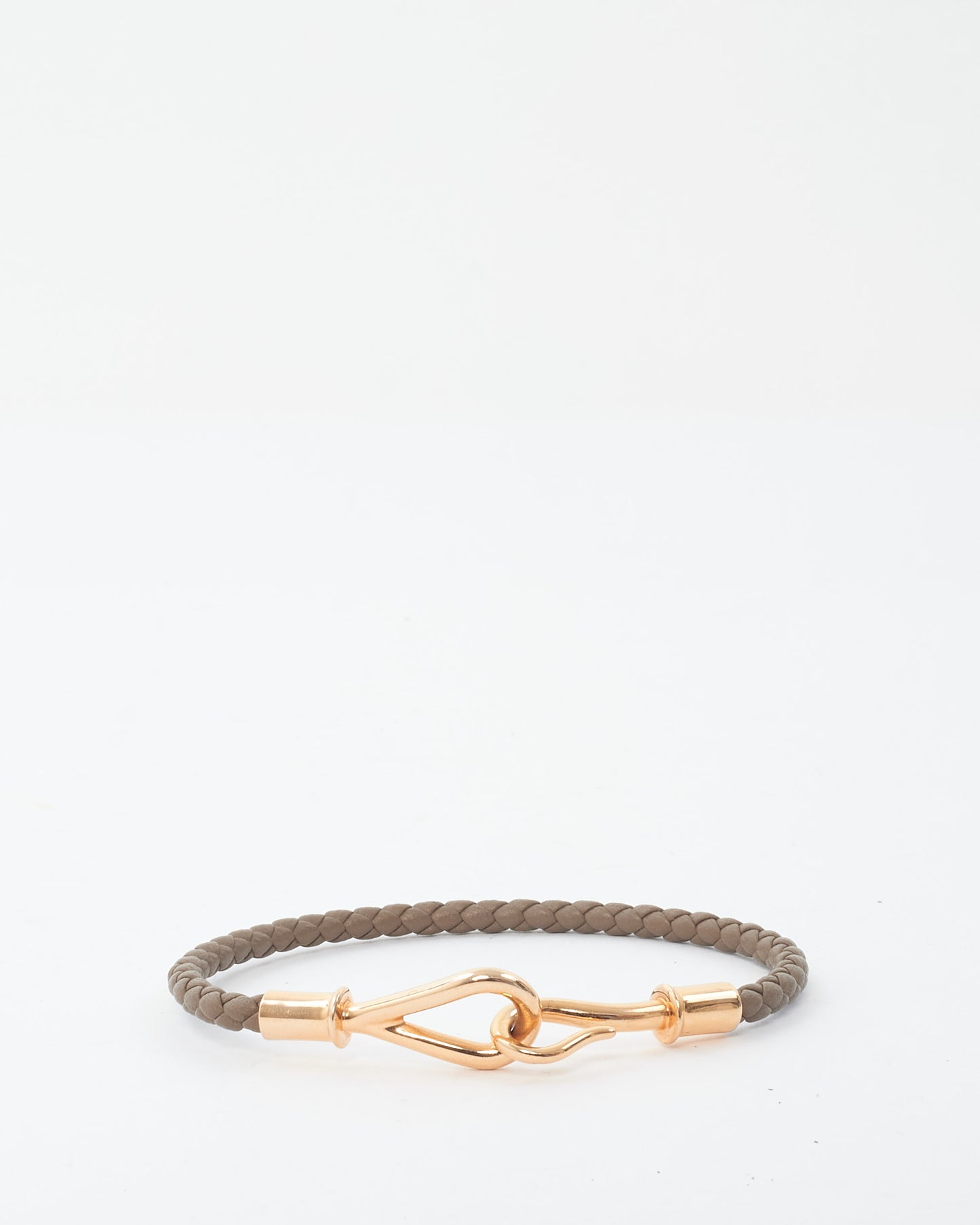 Hermès Taupe Leather & Gold Metal Jumbo ST Bracelet