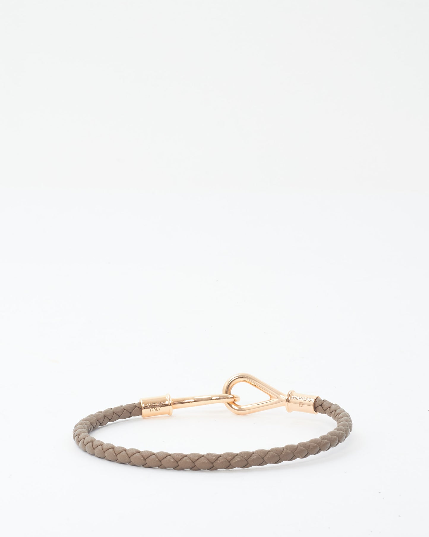 Hermès Taupe Leather & Gold Metal Jumbo ST Bracelet