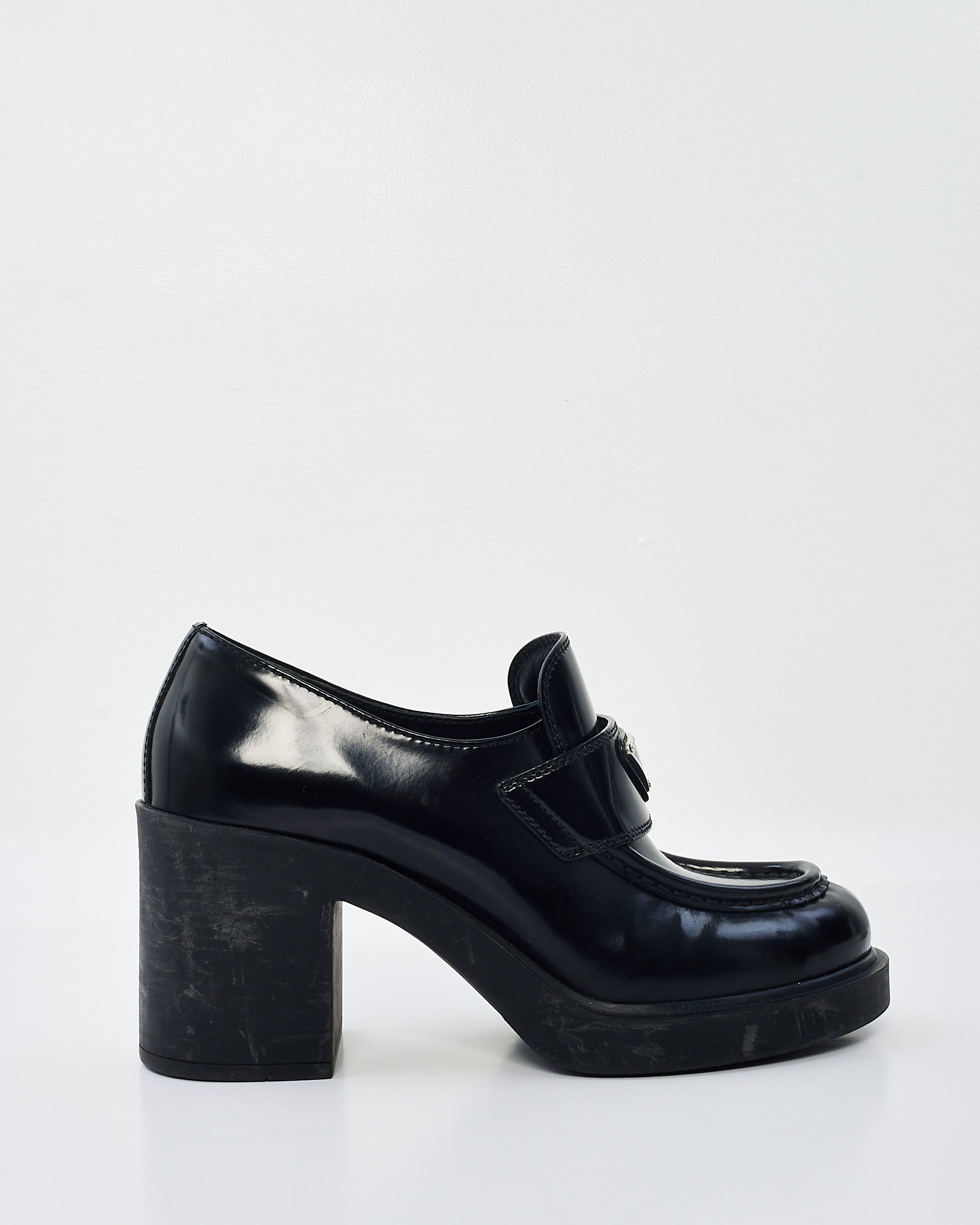 Prada block heel loafer best sale