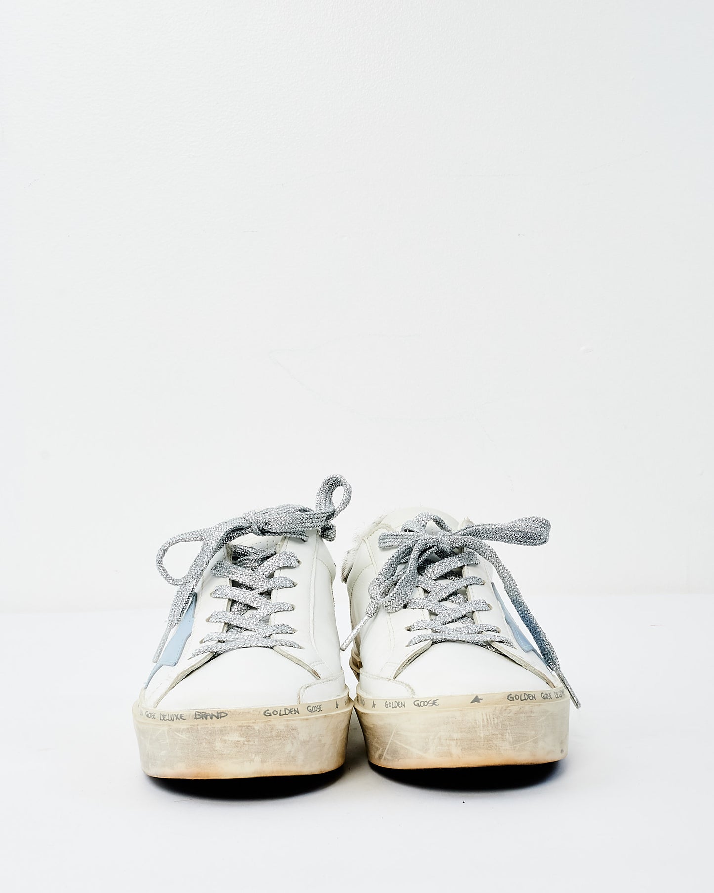 Golden Goose White With Grey Animal Print Platform Superstar Sneakers - 37