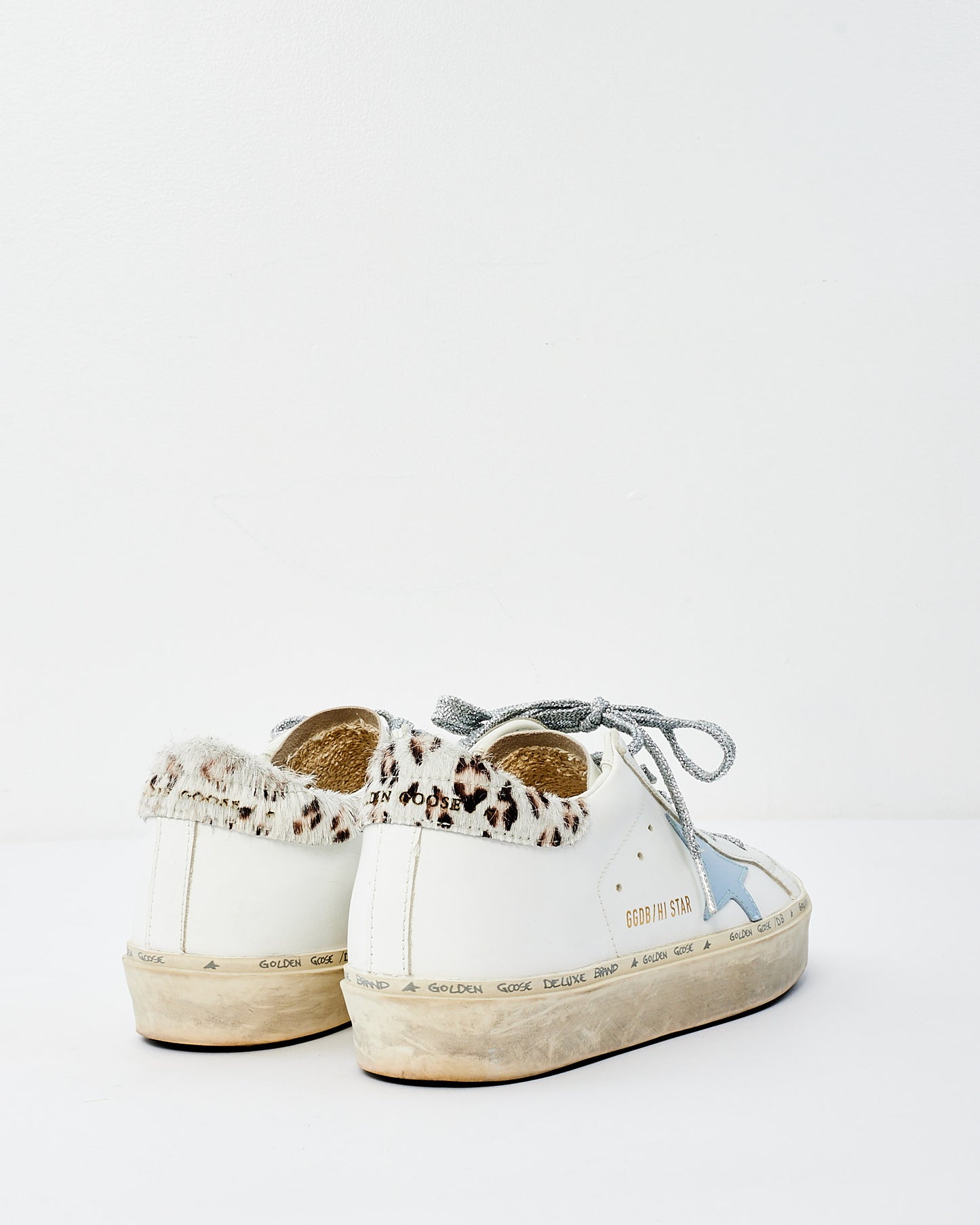 Golden Goose White With Grey Animal Print Platform Superstar Sneakers - 37