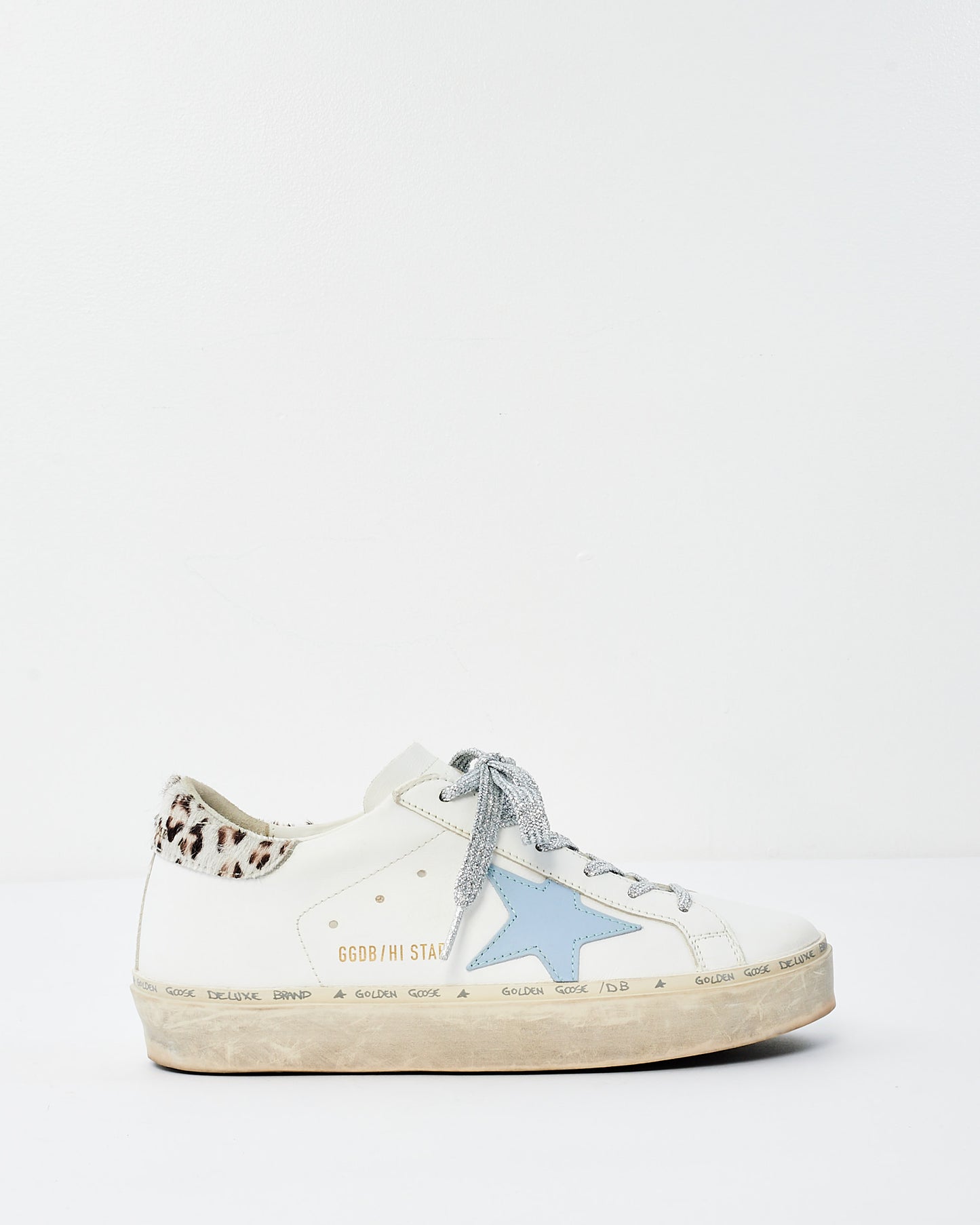 Golden Goose White With Grey Animal Print Platform Superstar Sneakers - 37