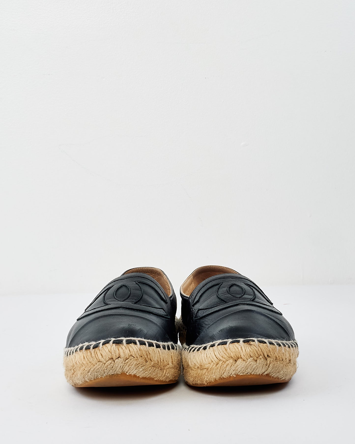 Chanel Black Leather Espadrilles - 38