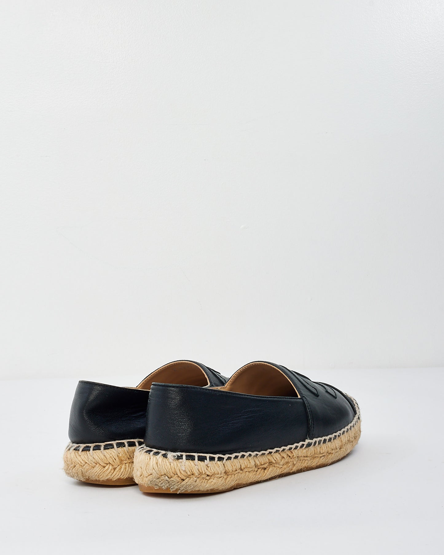 Chanel Black Leather Espadrilles - 38