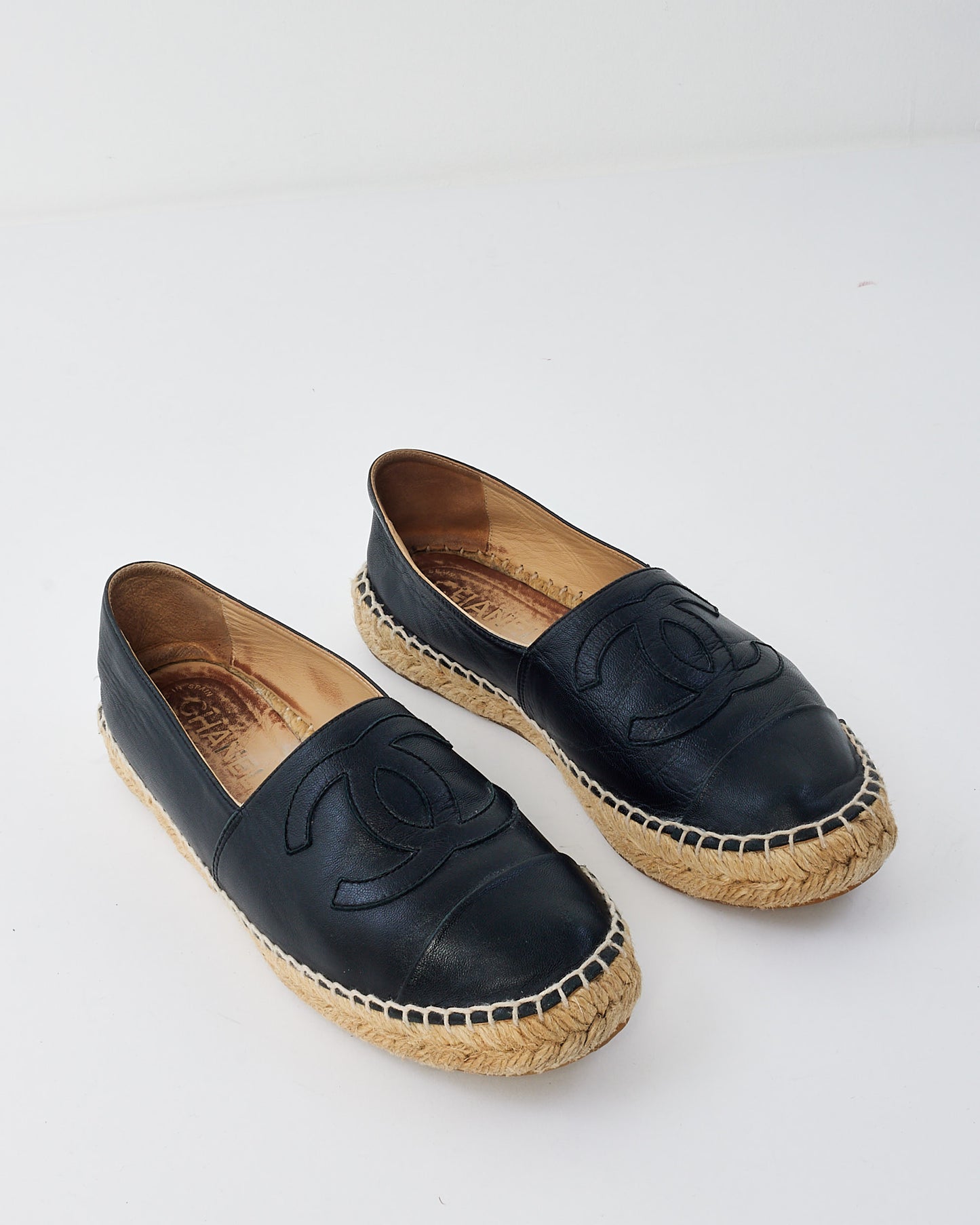 Chanel Black Leather Espadrilles - 38