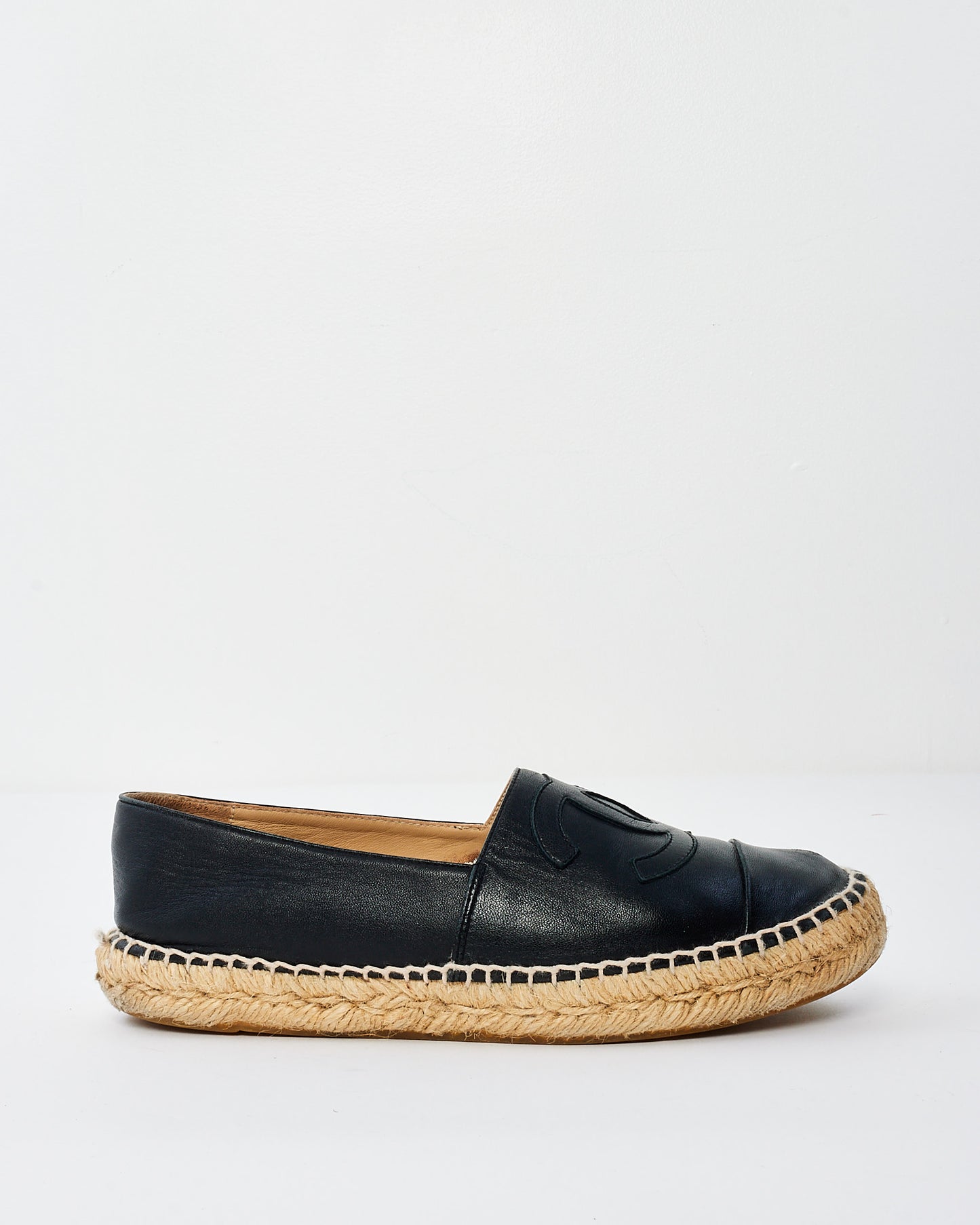 Chanel Black Leather Espadrilles - 38