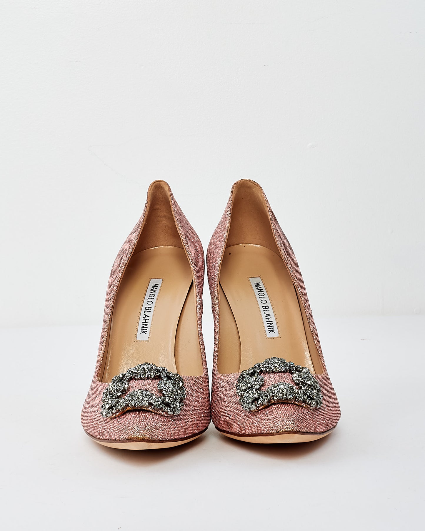 Manolo Blahnik Pink Glitter Hangisi Pumps - 38.5