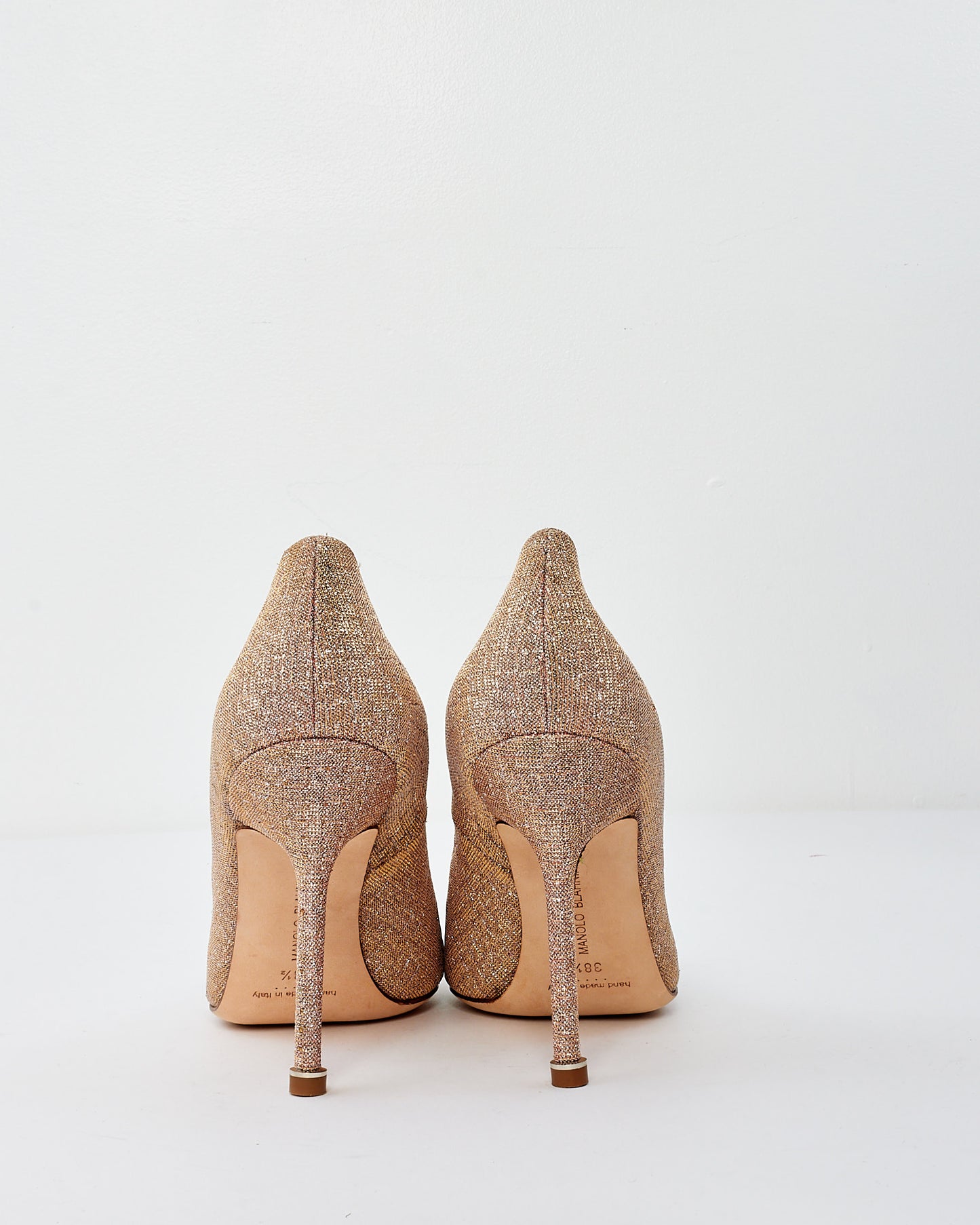 Manolo Blahnik Pink Glitter Hangisi Pumps - 38.5