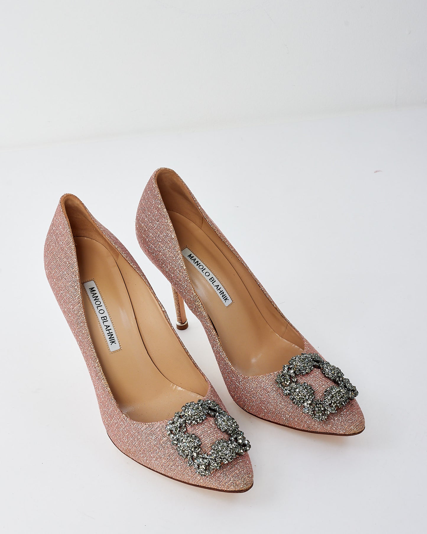 Manolo Blahnik Pink Glitter Hangisi Pumps - 38.5