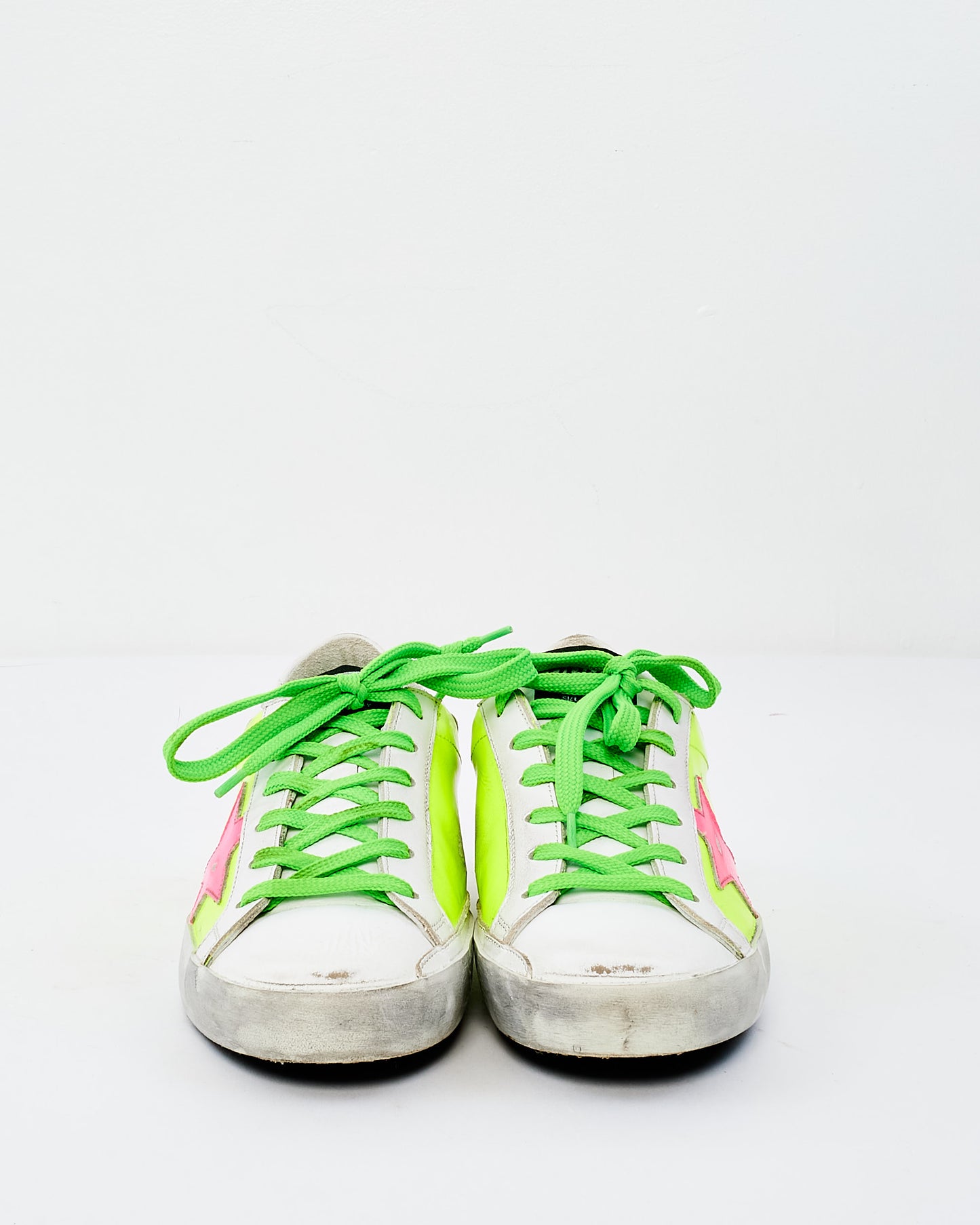 Golden Goose White & Neon Yellow Pink Star Low Top Sneakers - 37