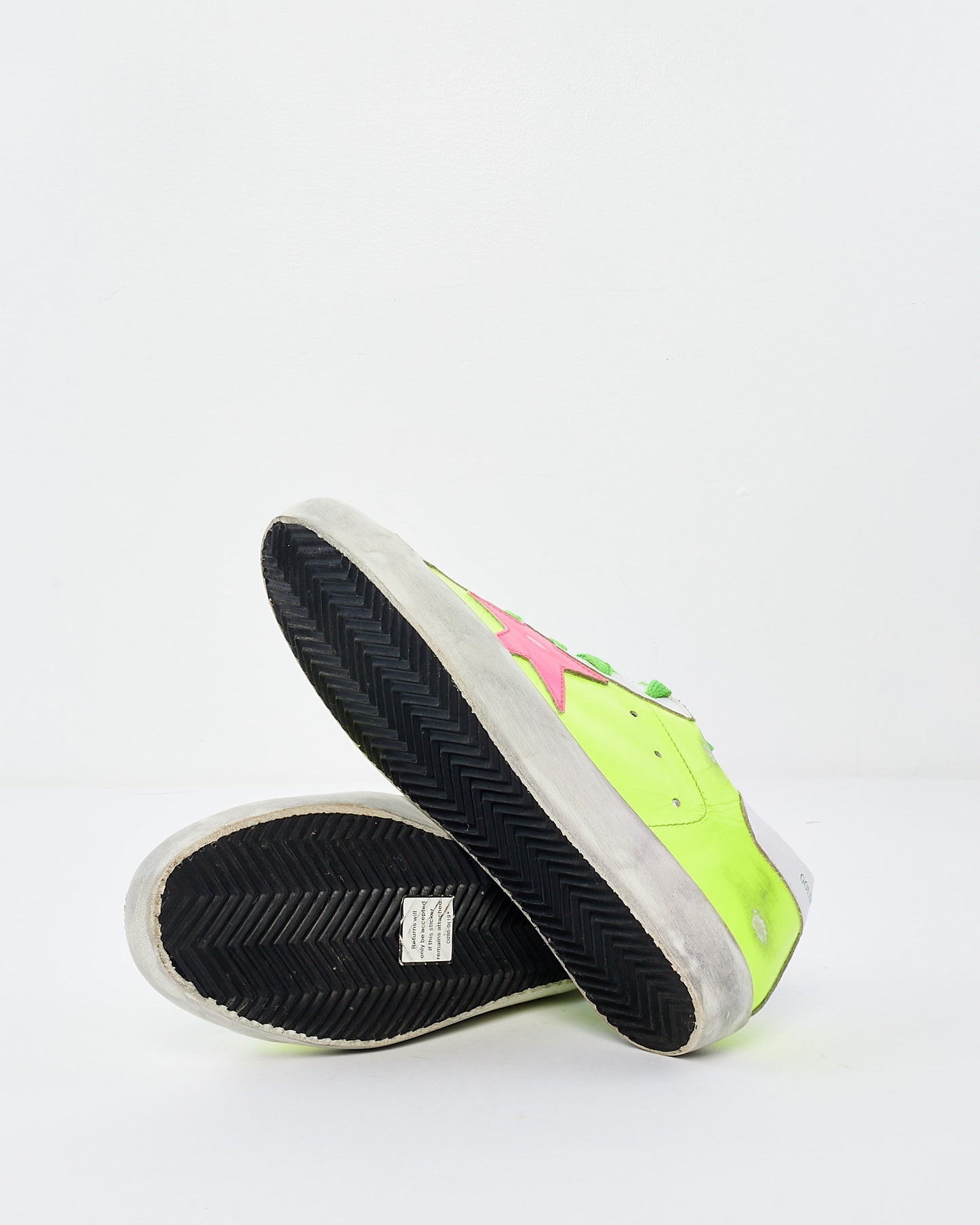 Golden Goose White & Neon Yellow Pink Star Low Top Sneakers - 37