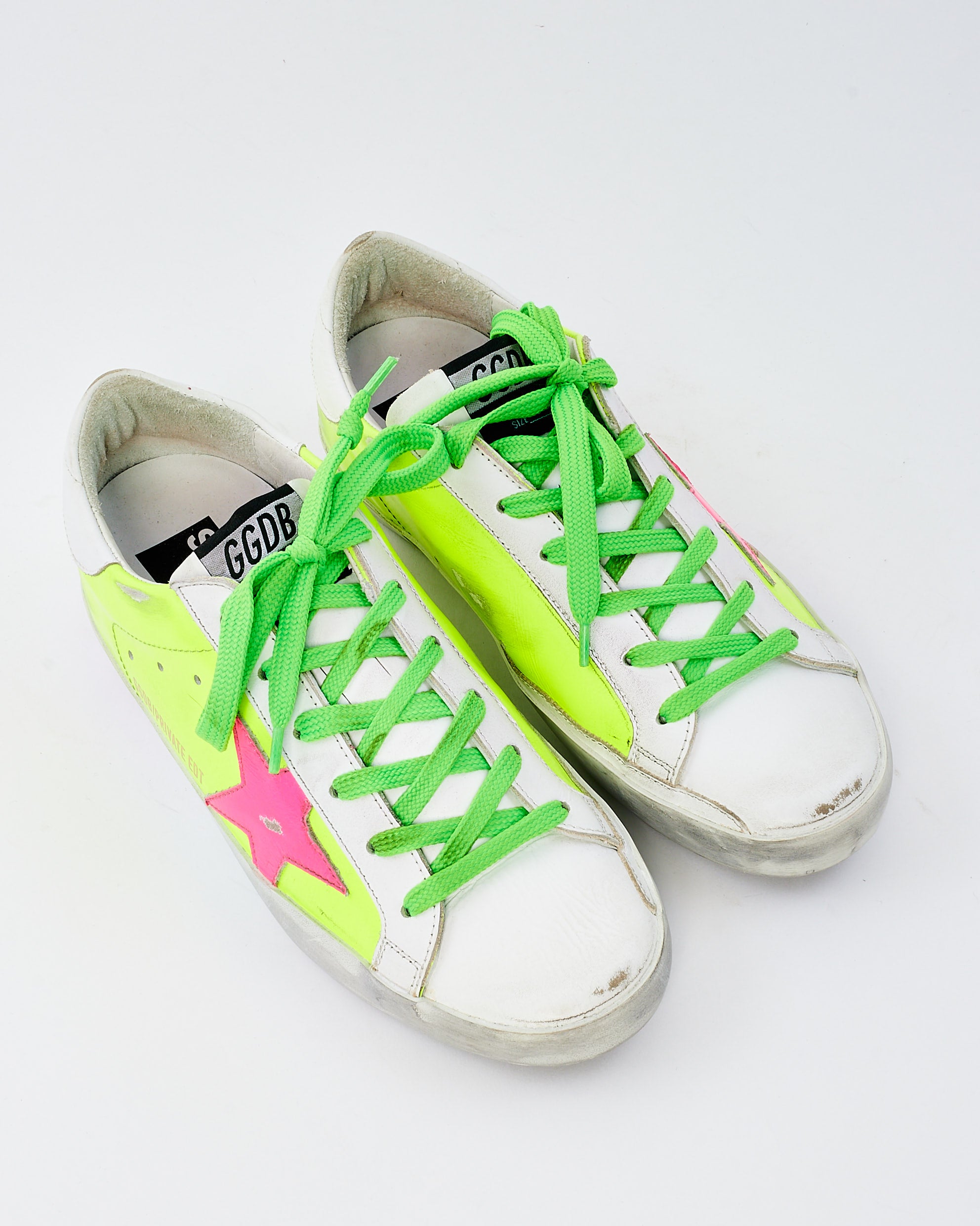 Buy Golden Goose White Neon Yellow Pink Star Low Top Sneakers 37 Authenticated Pre Owned RETYCHE