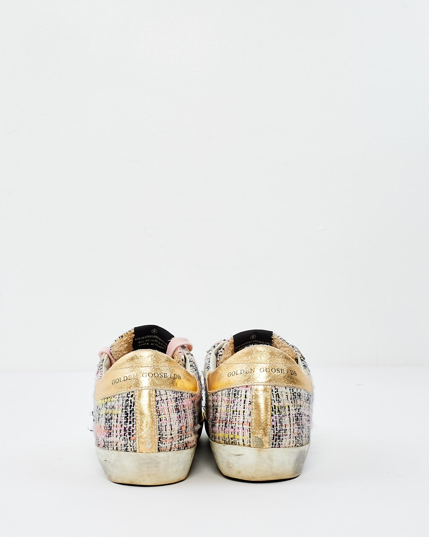 Golden Goose Pink Tweed & Gold Low Top Sneakers - 38