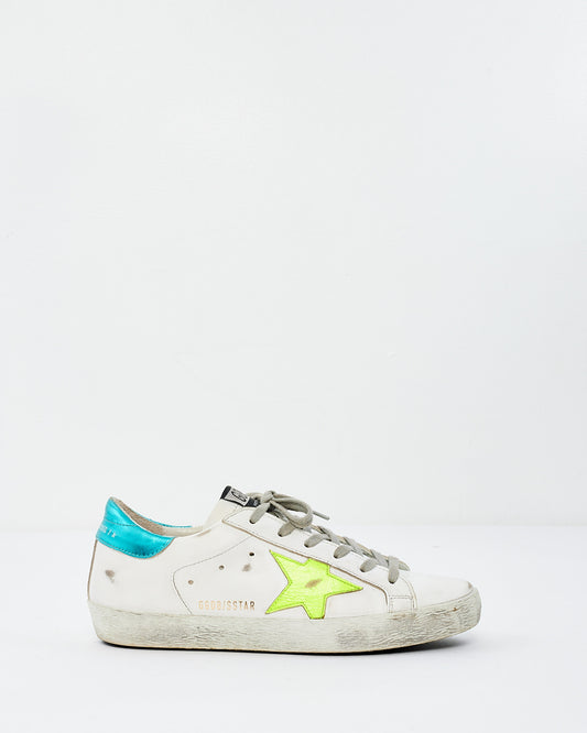 Golden Goose White & Yellow Star Leather Low Top Sneakers - 37