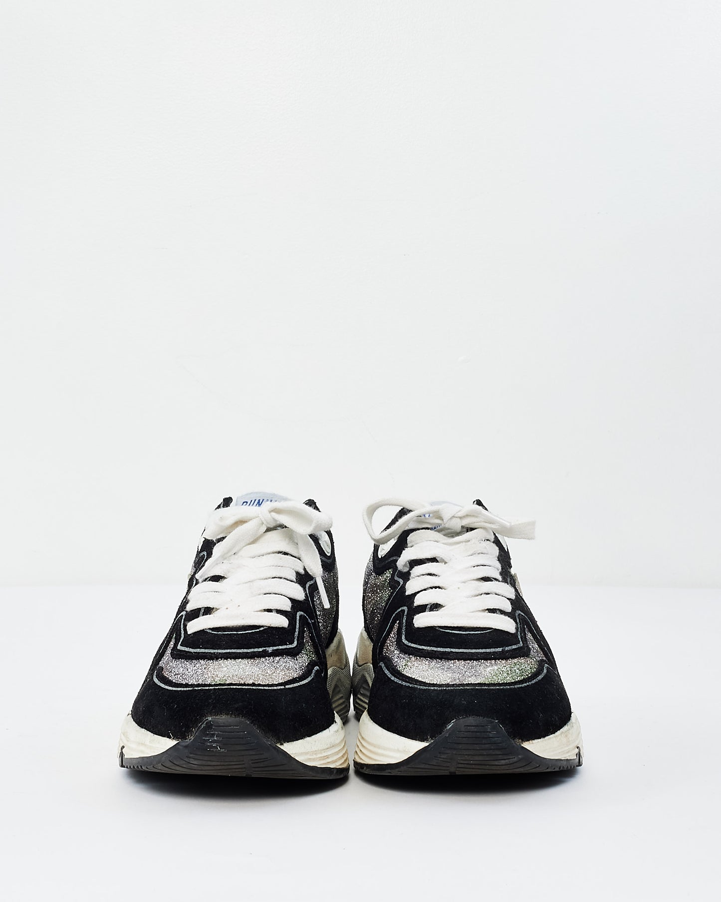 Golden Goose Black Suede & Silver Sparkle Sneakers - 37