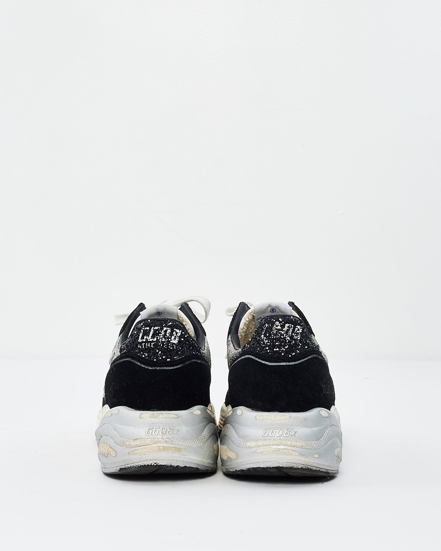 Golden Goose Black Suede & Silver Sparkle Sneakers - 37