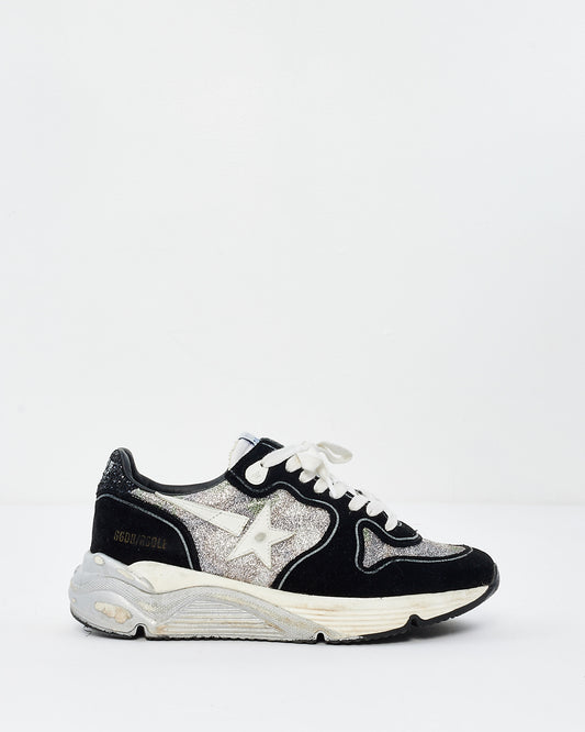 Golden Goose Black Suede & Silver Sparkle Sneakers - 37