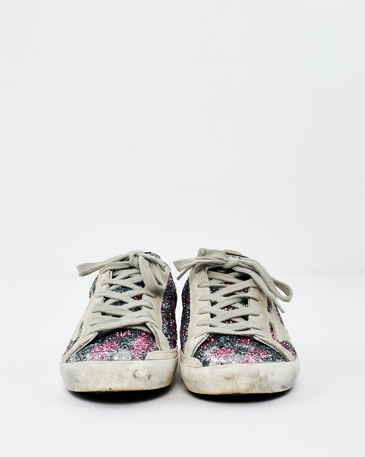 Golden Goose Silver & Pink Sparkle Low Top Sneakers - 37