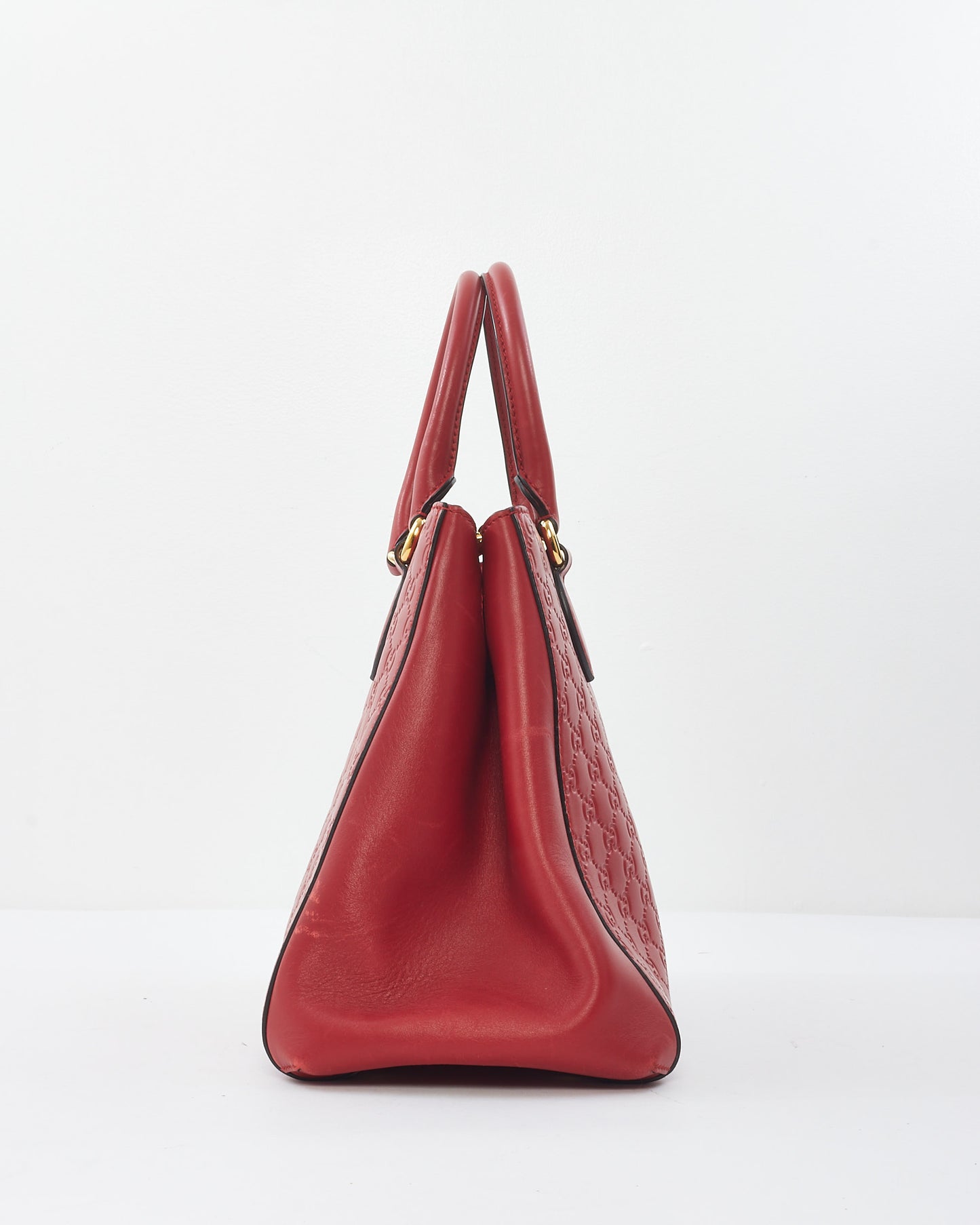 Gucci Red Leather Guccissima Tote Bag W/ Shoulder Strap