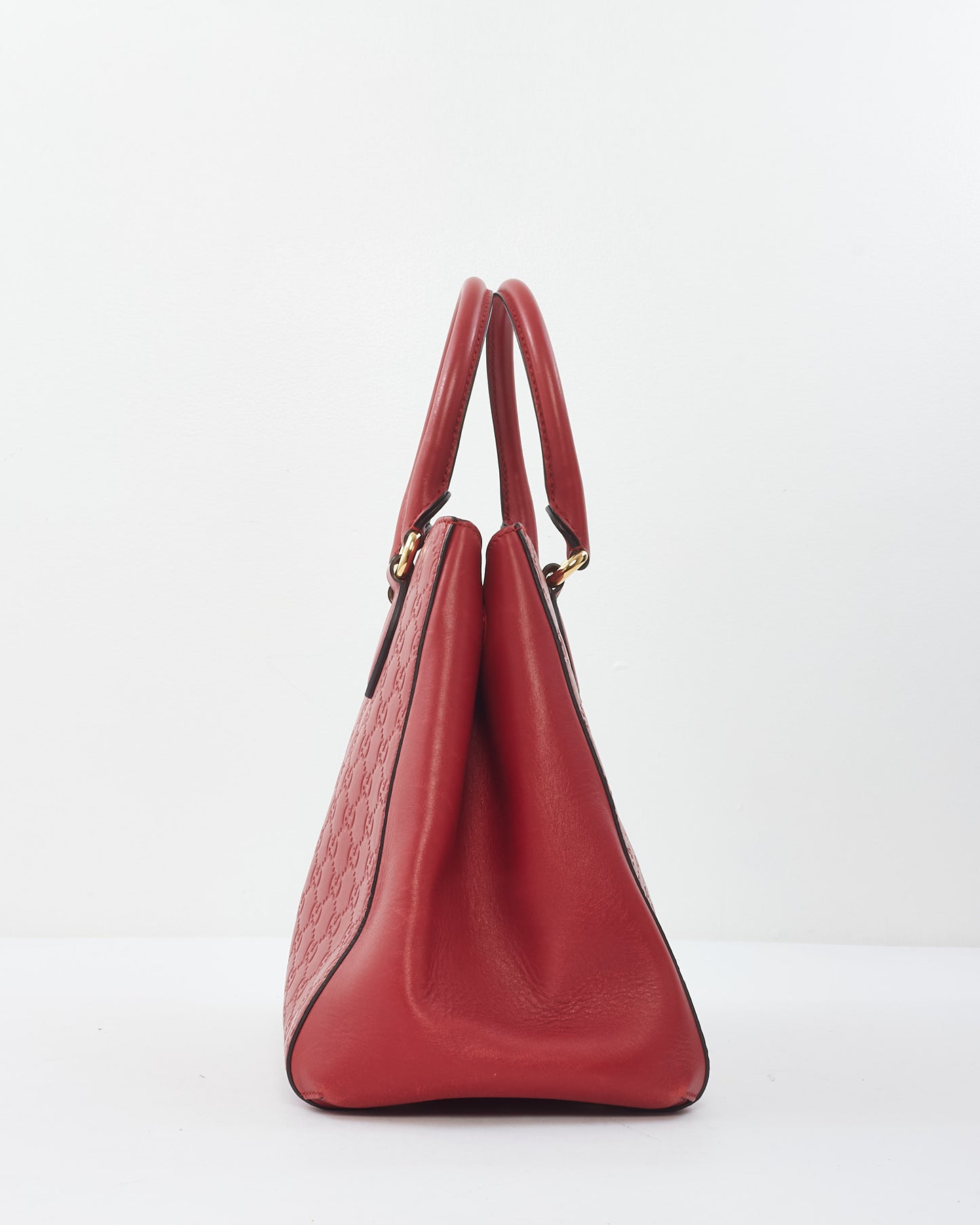 Gucci Red Leather Guccissima Tote Bag W/ Shoulder Strap