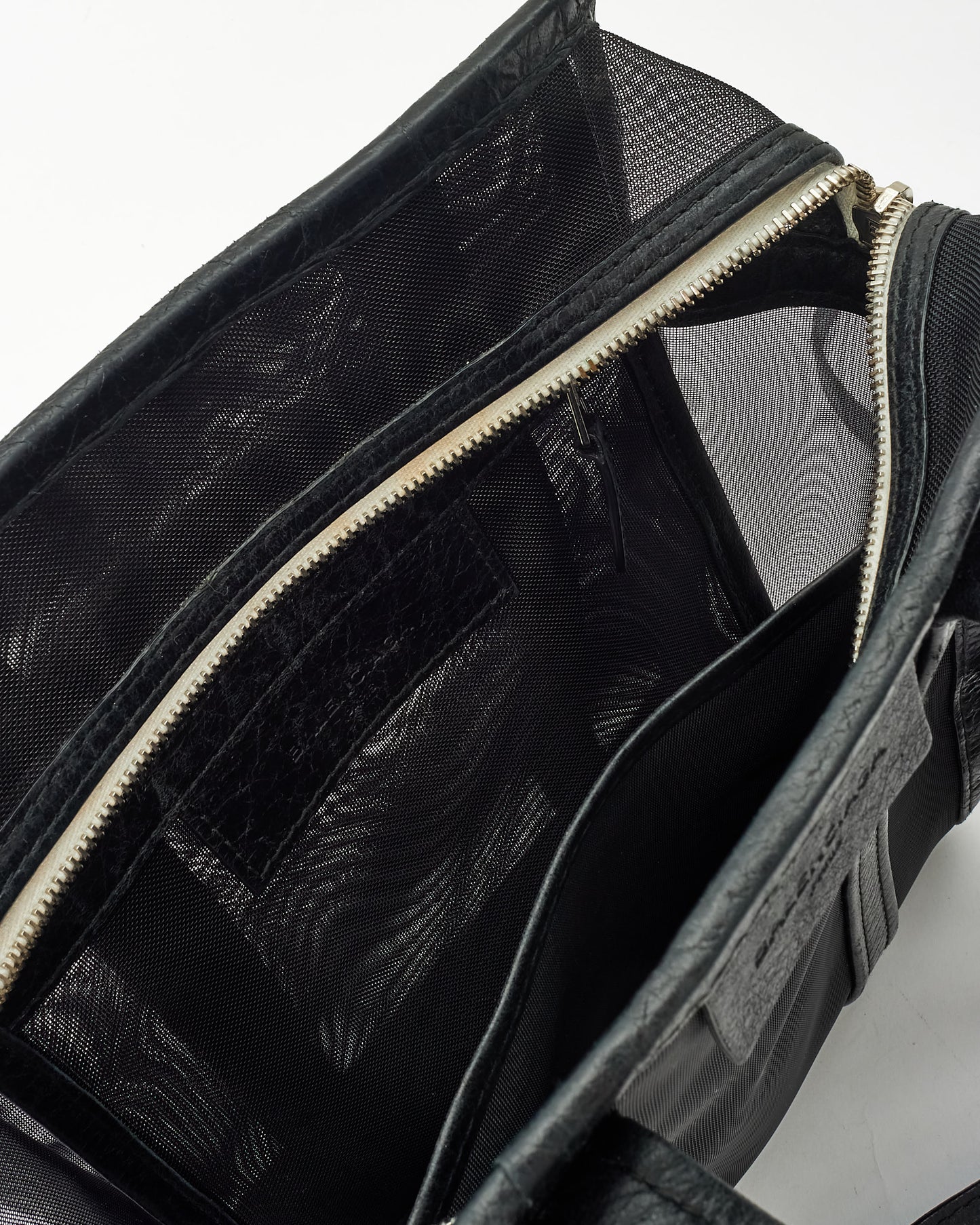 Balenciaga Black Mesh & Leather S Shopper Tote Bag