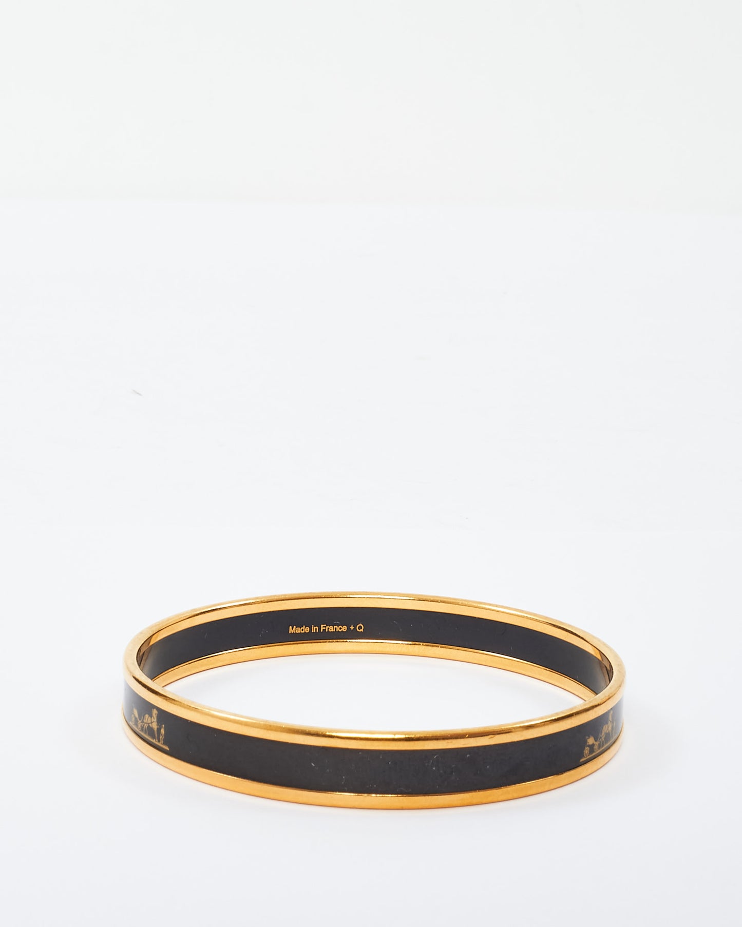 Hermès Black & Gold Caleche Narrow Bangle