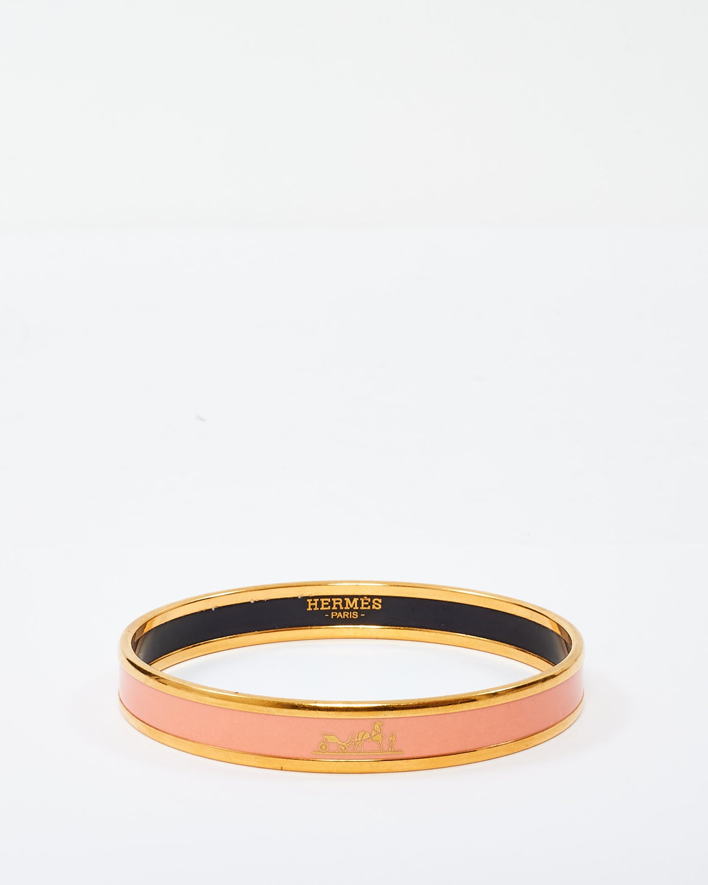 Hermès Pink & Gold Caleche Narrow Bangle