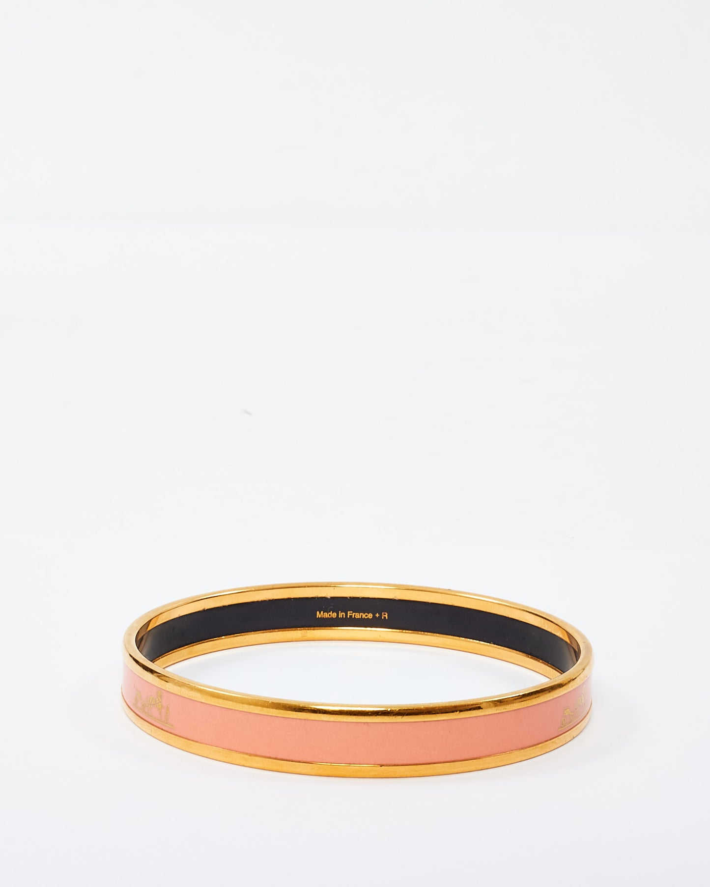 Hermès Pink & Gold Caleche Narrow Bangle