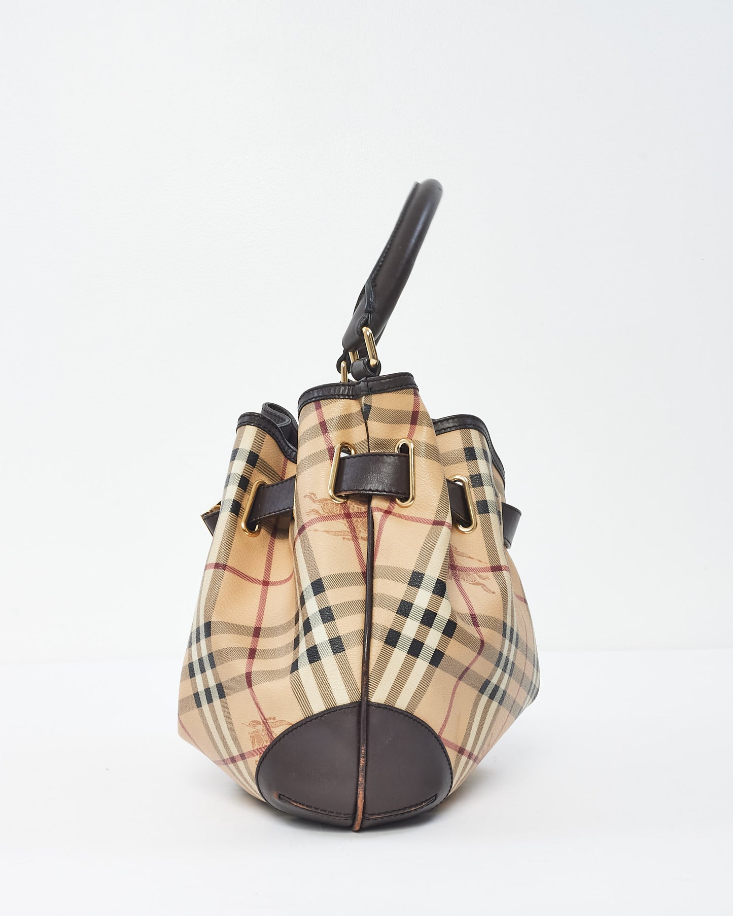 Burberry Haymarket Check Leather Hobo Bag