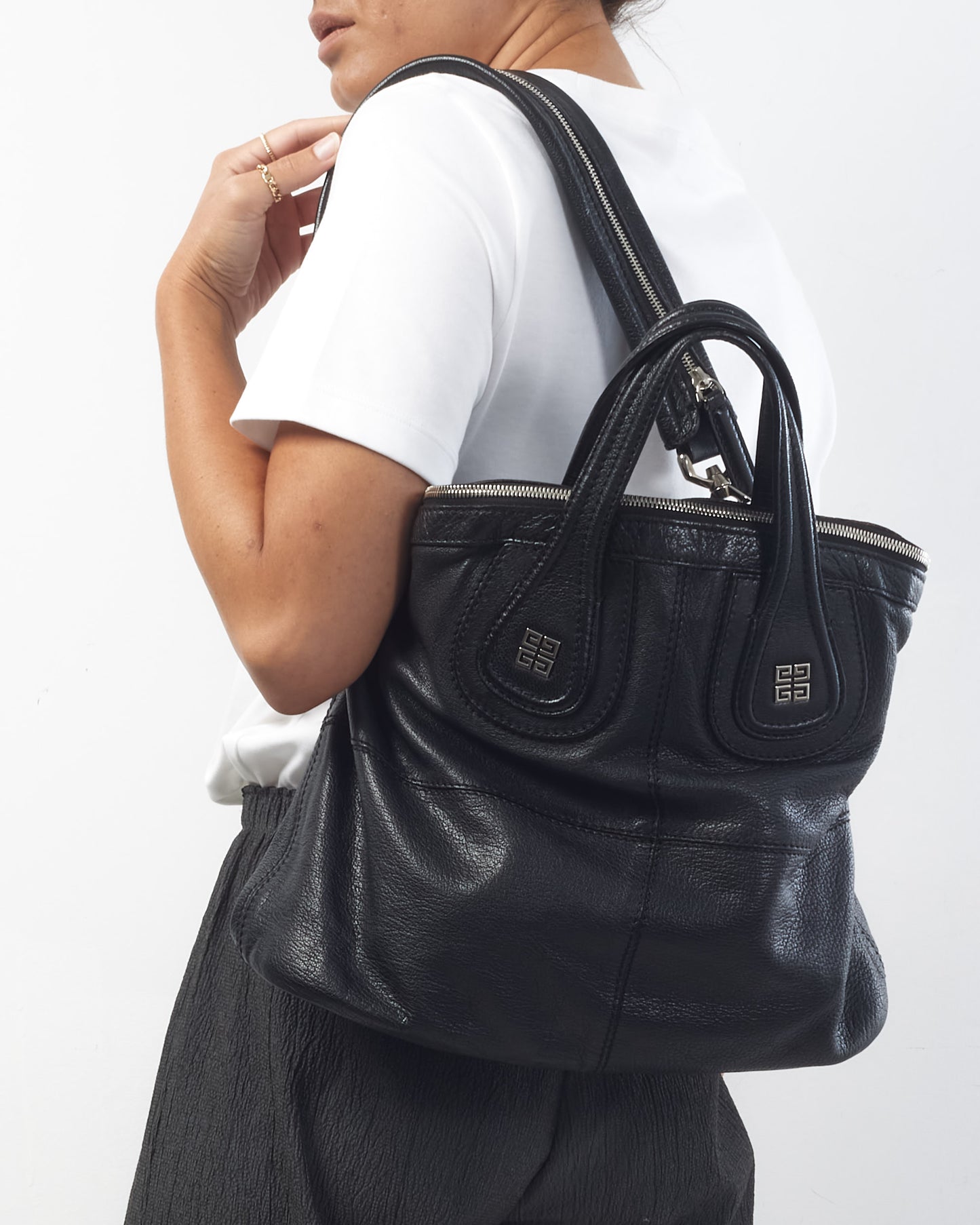 Givenchy Black Leather Nightingale Shoulder Bag