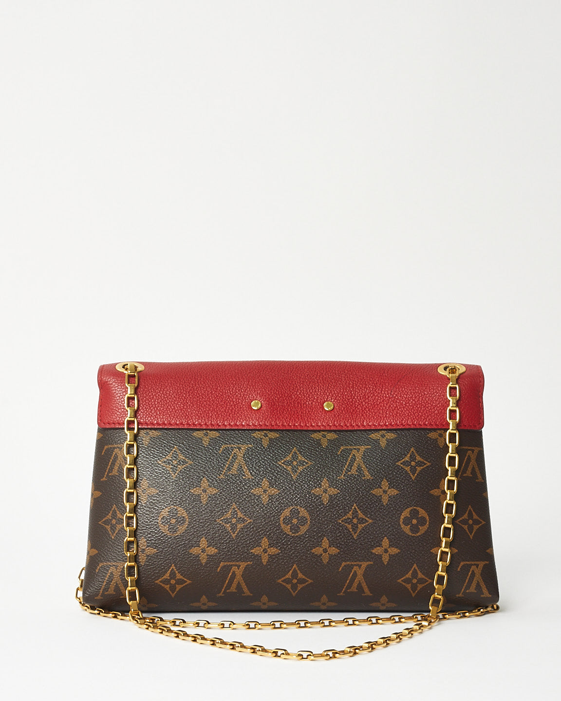 Louis Vuitton Brown Monogram Coated Canvas & Red Leather Pallas Shoulder Bag