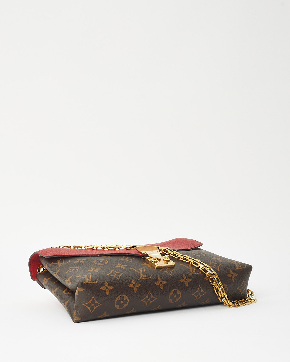 Louis Vuitton Brown Monogram Coated Canvas & Red Leather Pallas Shoulder Bag