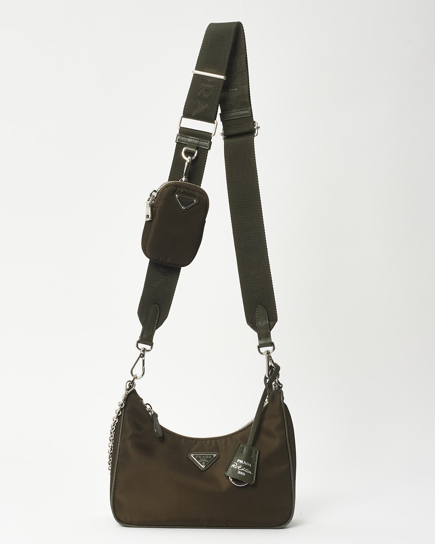 Prada Khaki Green Nylon Re-Edition 2005 Crossbody Bag