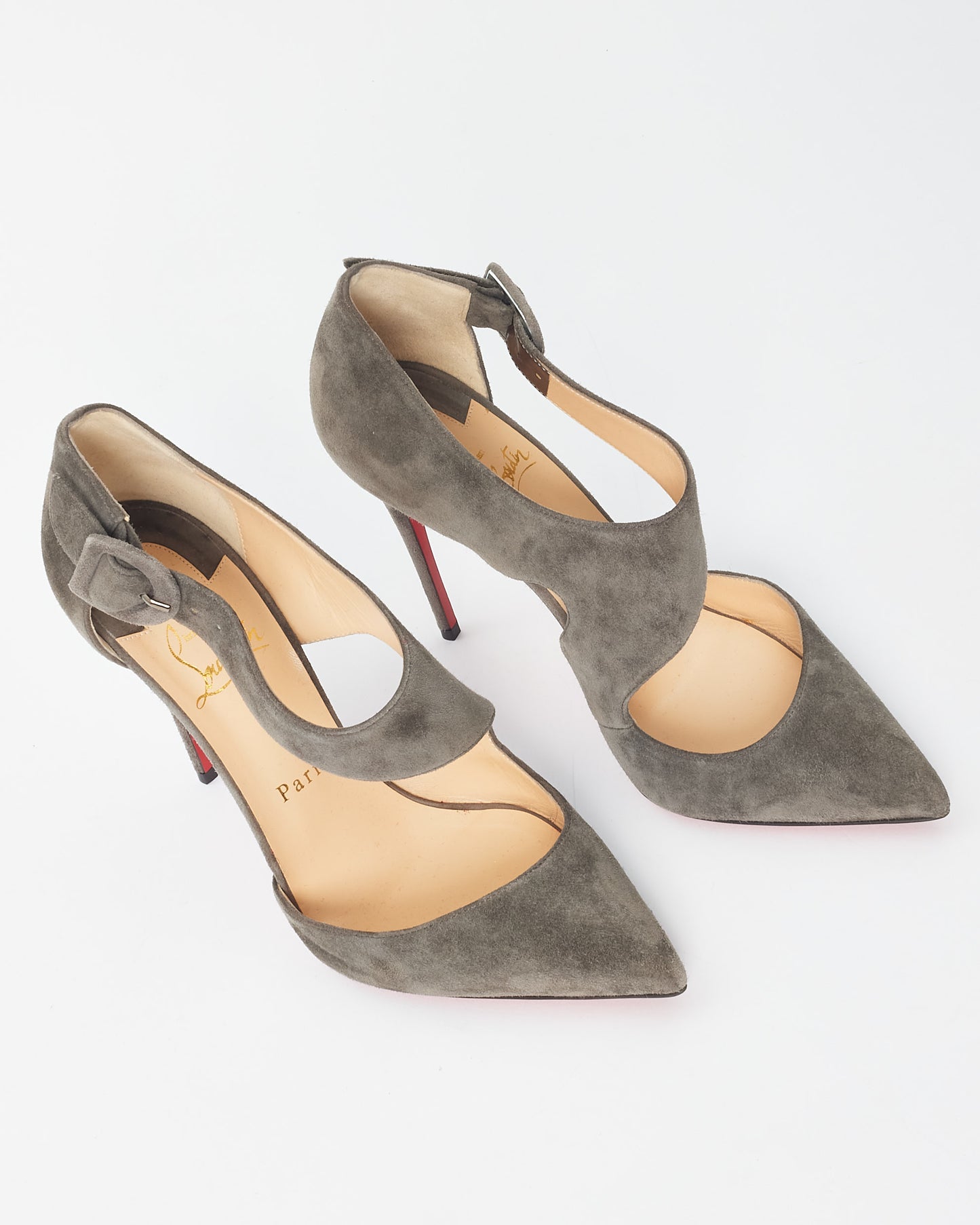 Christian Louboutin Grey Suede D'Orsay Pumps - 37.5