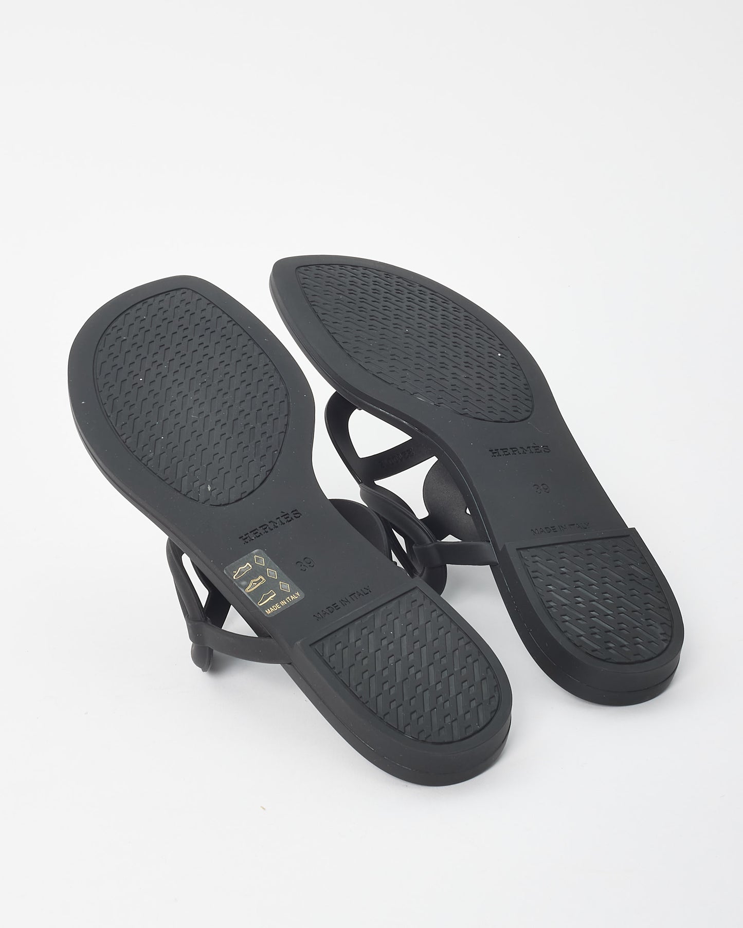 Hermès Black Rubber Egerie Sandals - 39