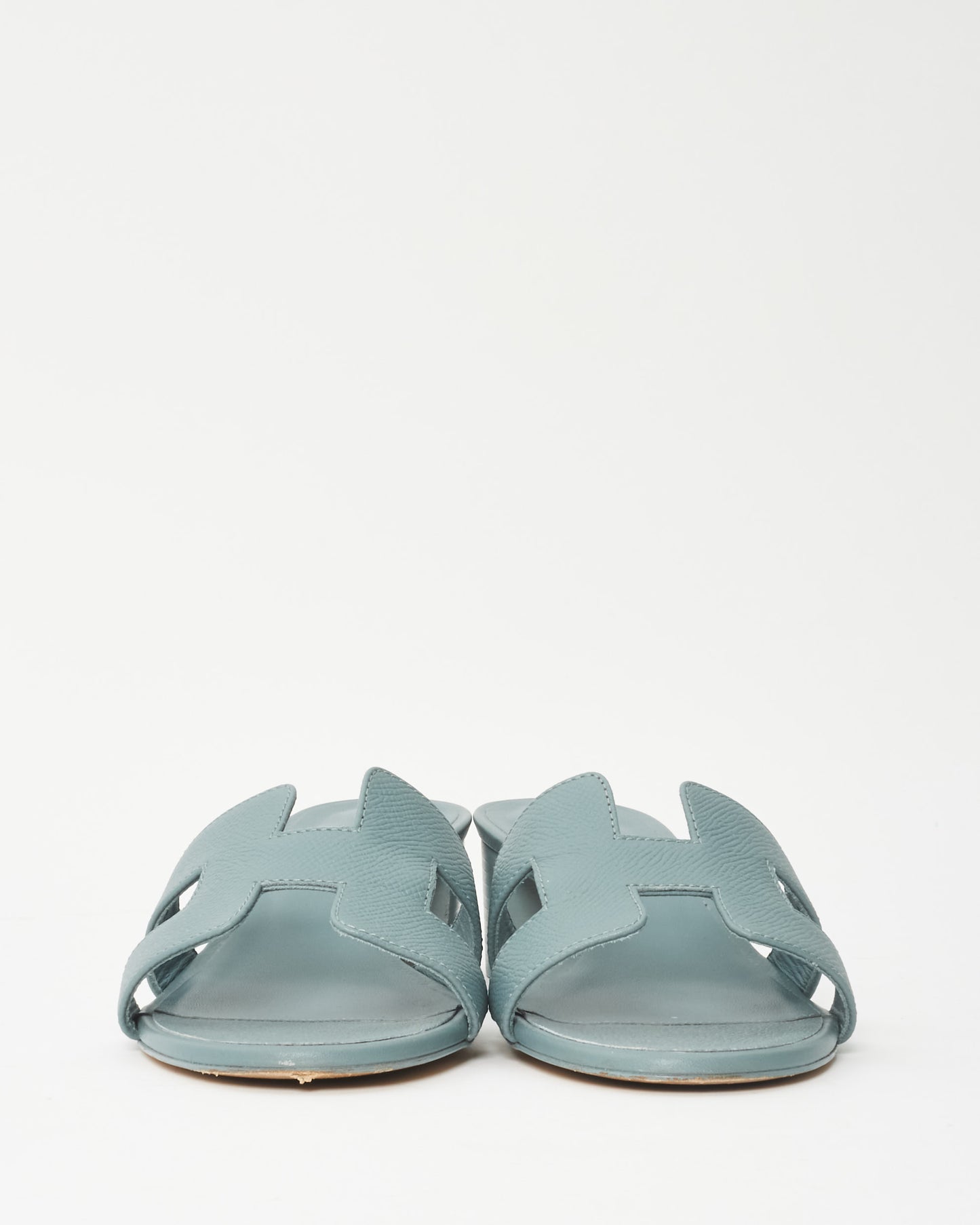 Hermès Gris Antarctique Epsom Leather Oasis Sandals - 38