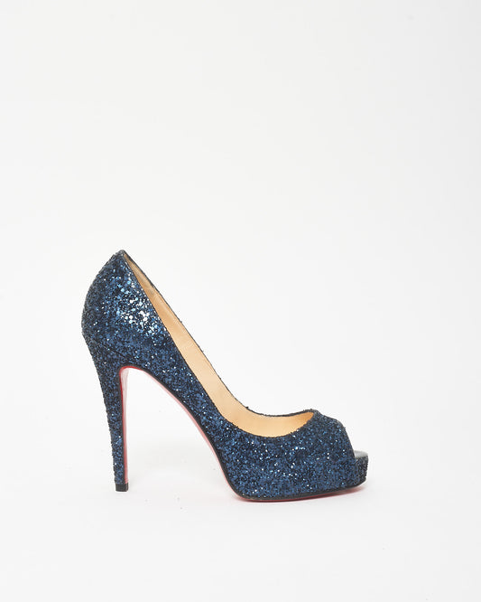 Christian Louboutin Blue Glitter Very Prive 120mm Pumps - 37