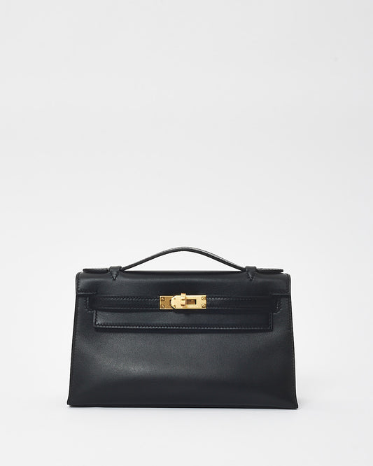 Hermès Black Swift Leather GHW Kelly Pochette