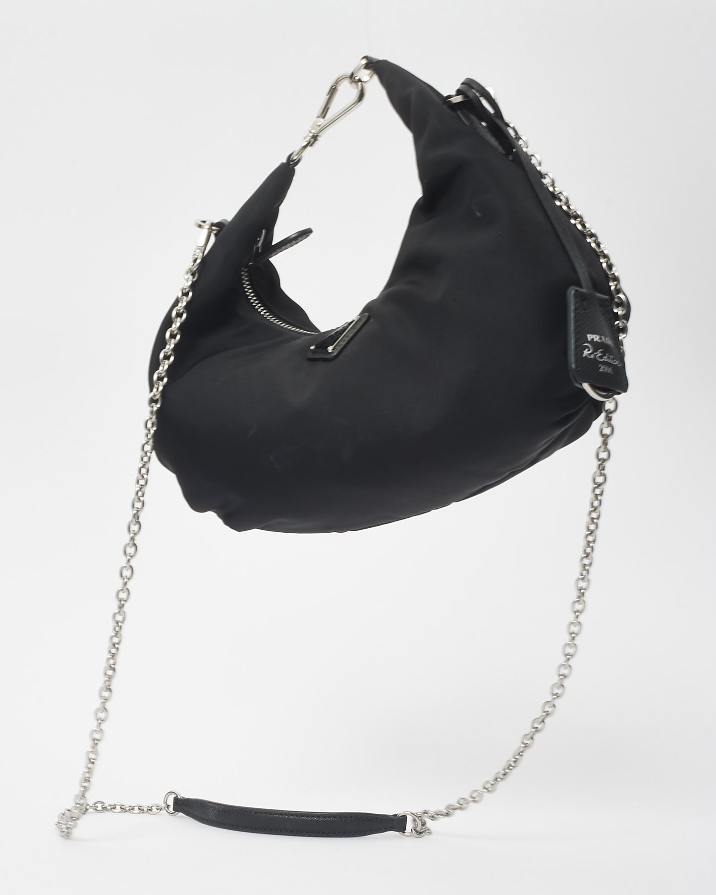 Prada Black Nylon Re-Edition 2006 Chain Crossbody Bag