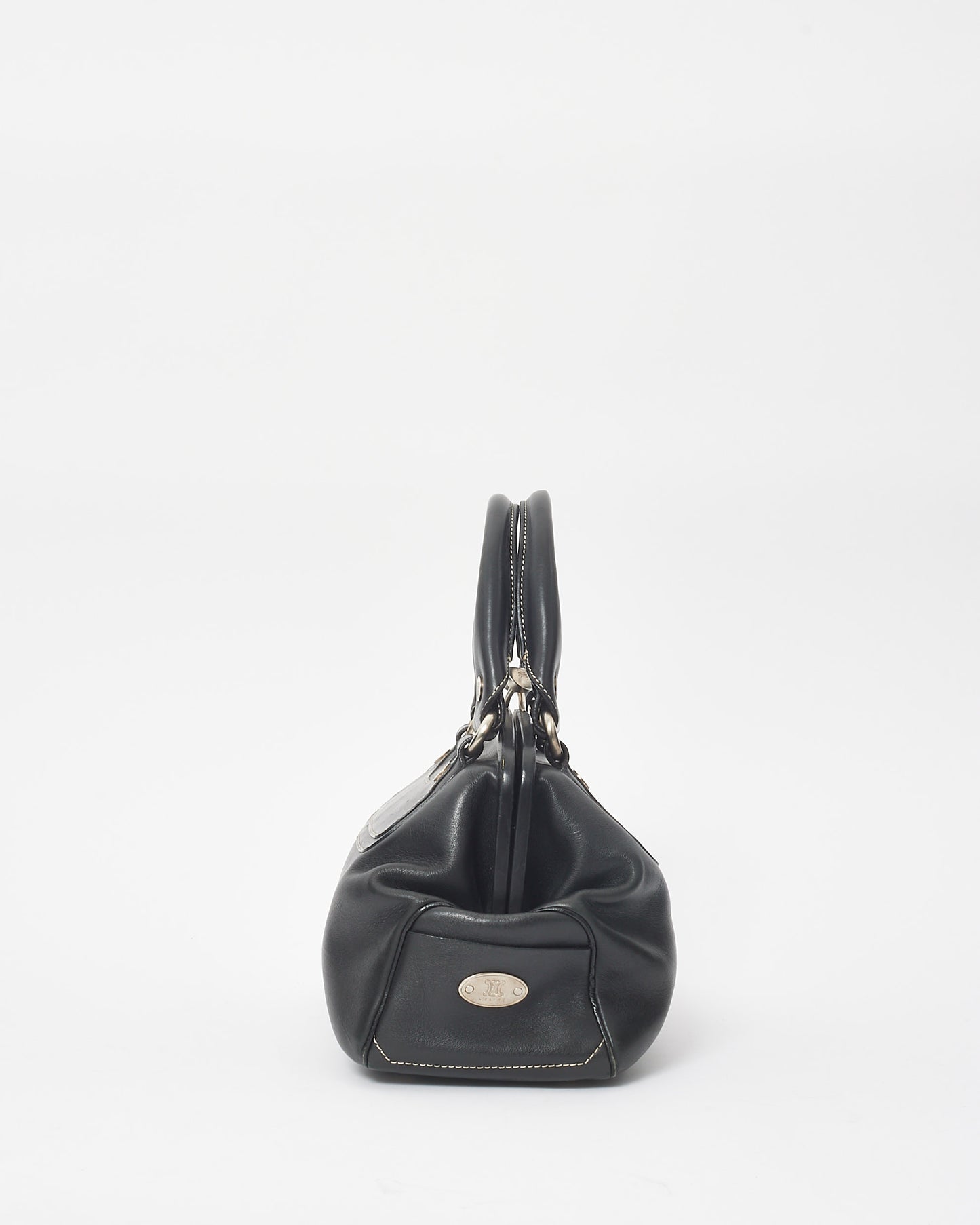 Celine Vintage Black Leather Top Handle Bag