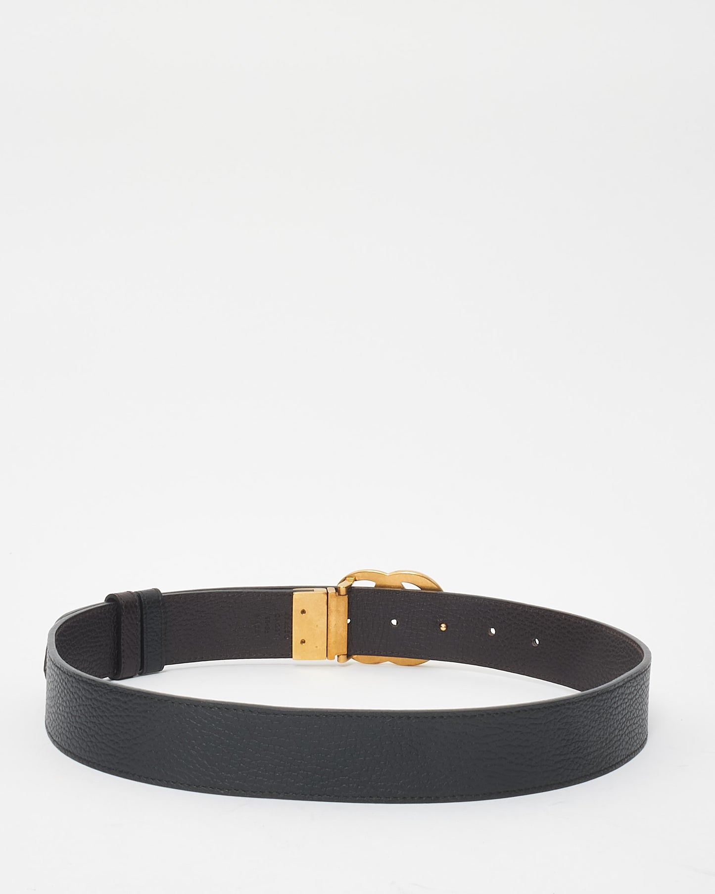 Gucci Black & Brown Grained Leather Reversible GG Marmont Belt