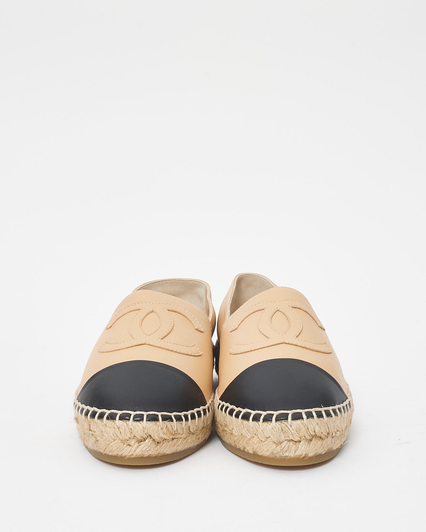 Chanel Beige Lambskin Leather Espadrilles - 38