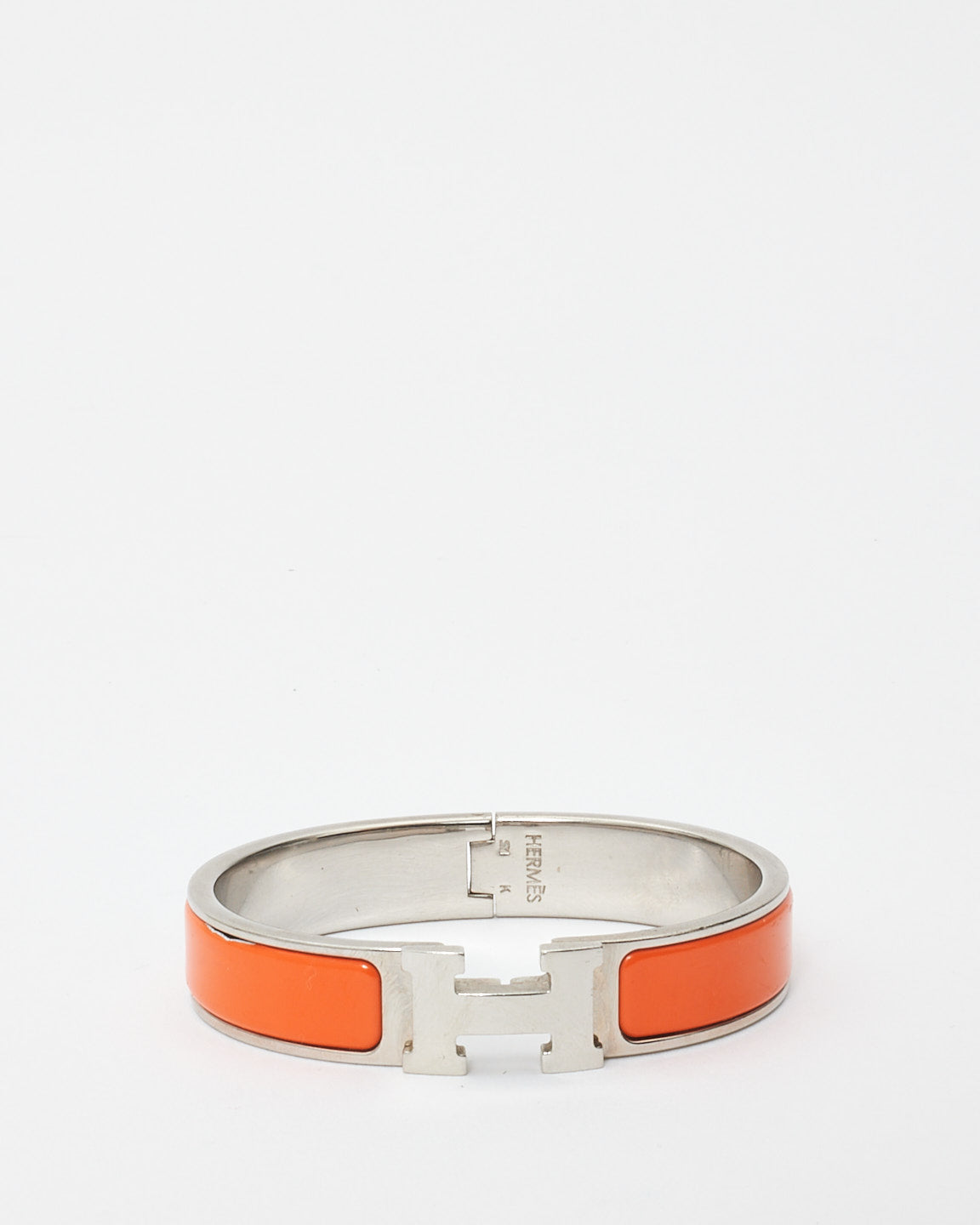 Hermès Orange & Silver Clic H Bracelet - PM