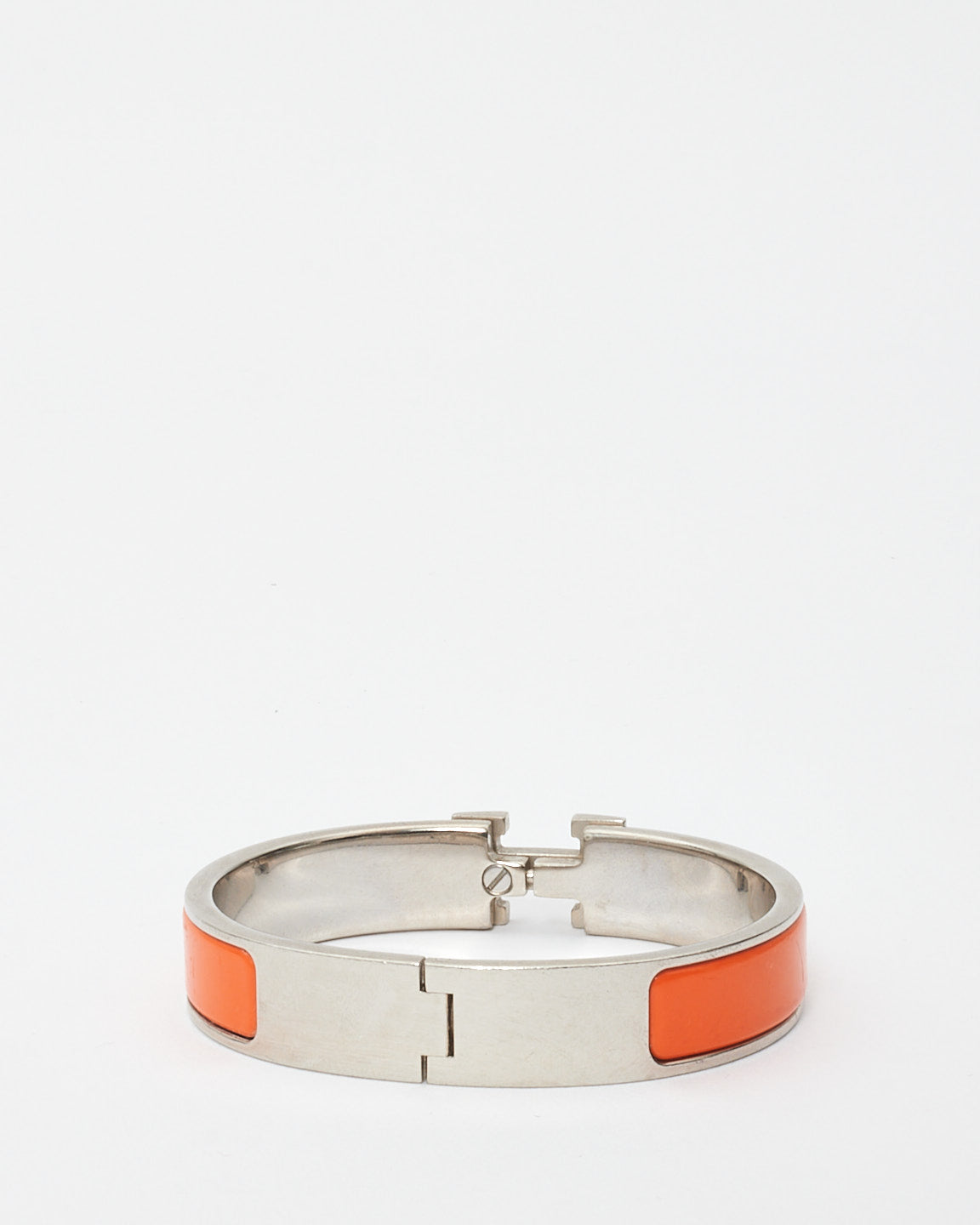 Hermès Orange & Silver Clic H Bracelet - PM